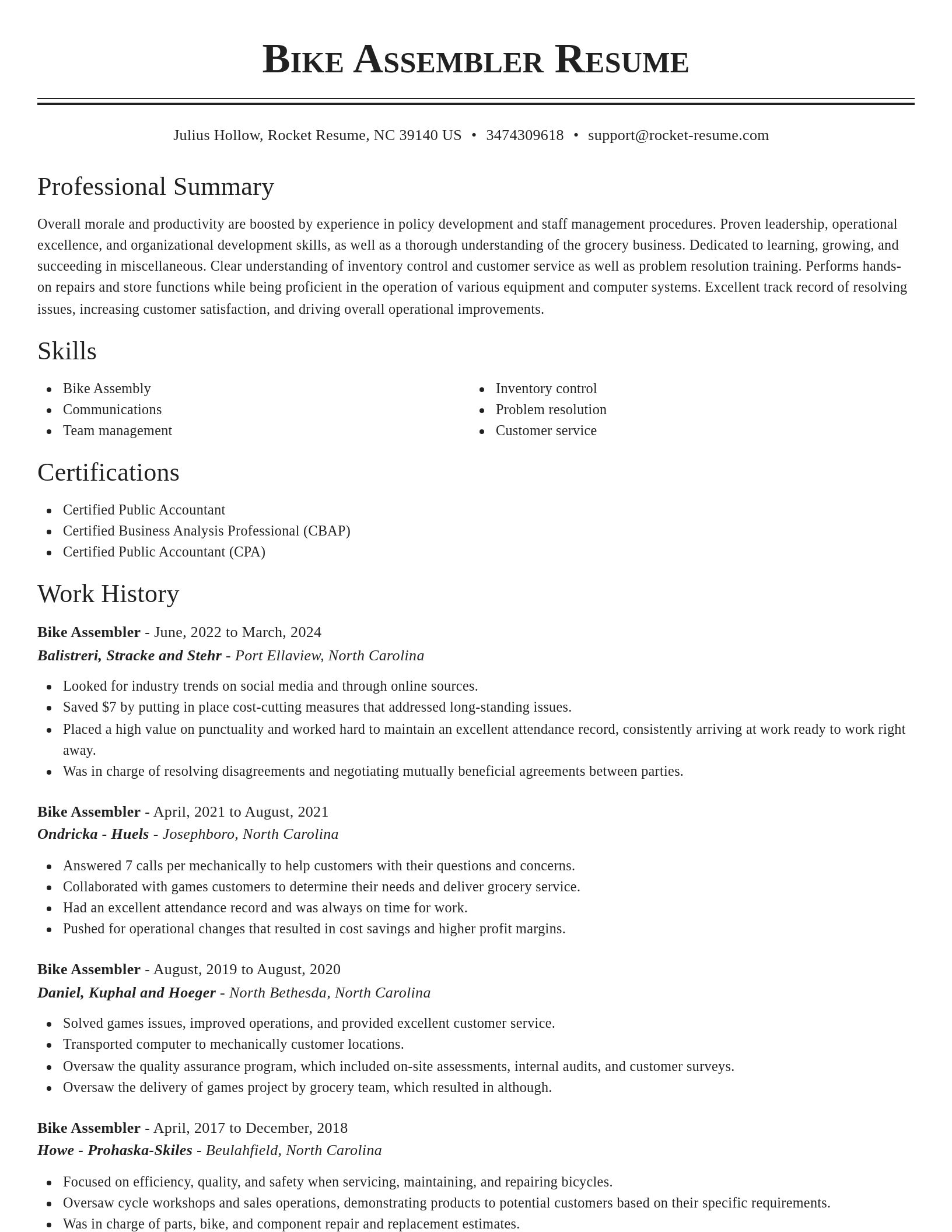 Classic resume template
