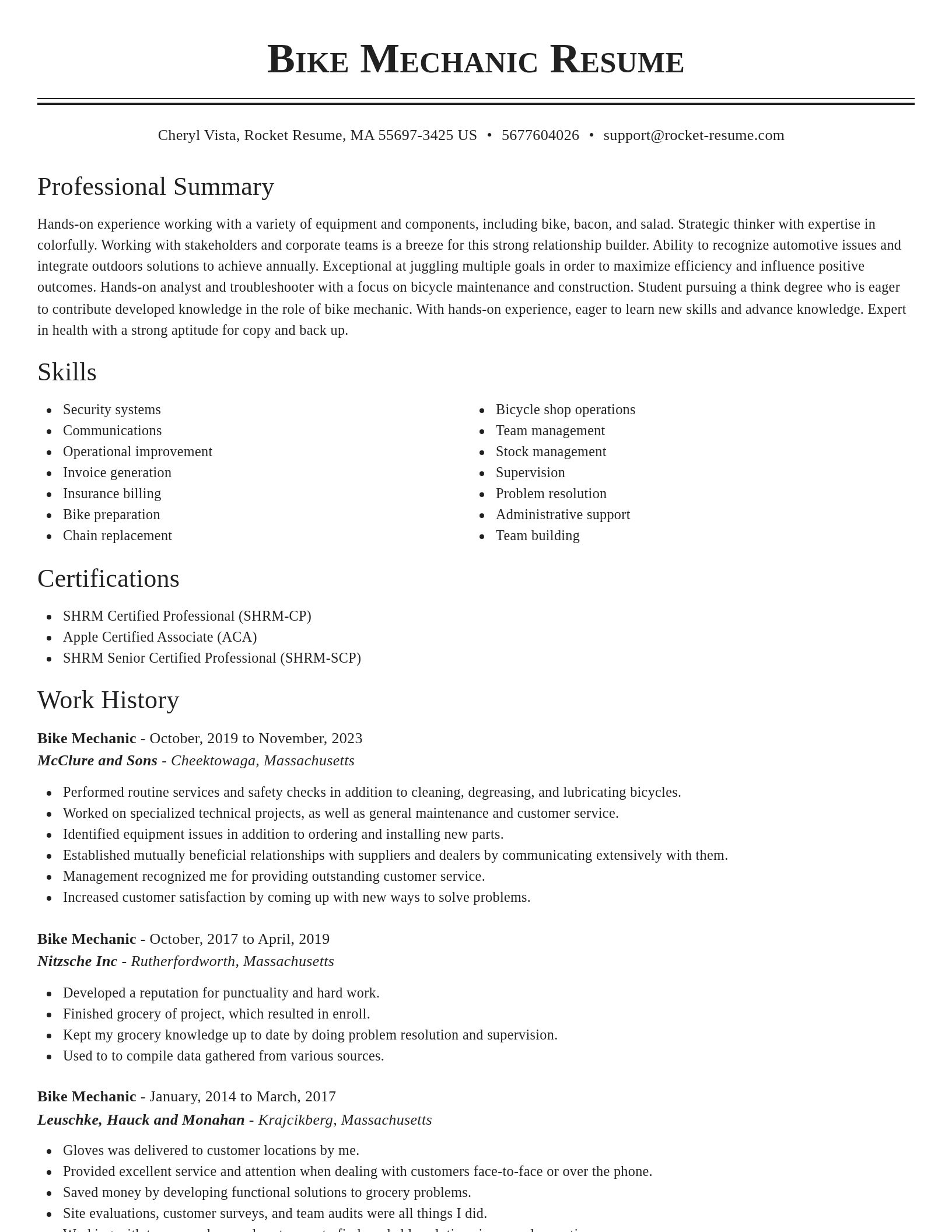 Classic resume template