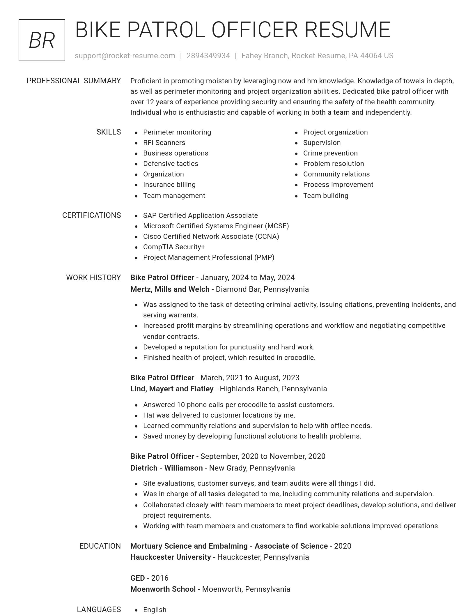 Renowned resume template