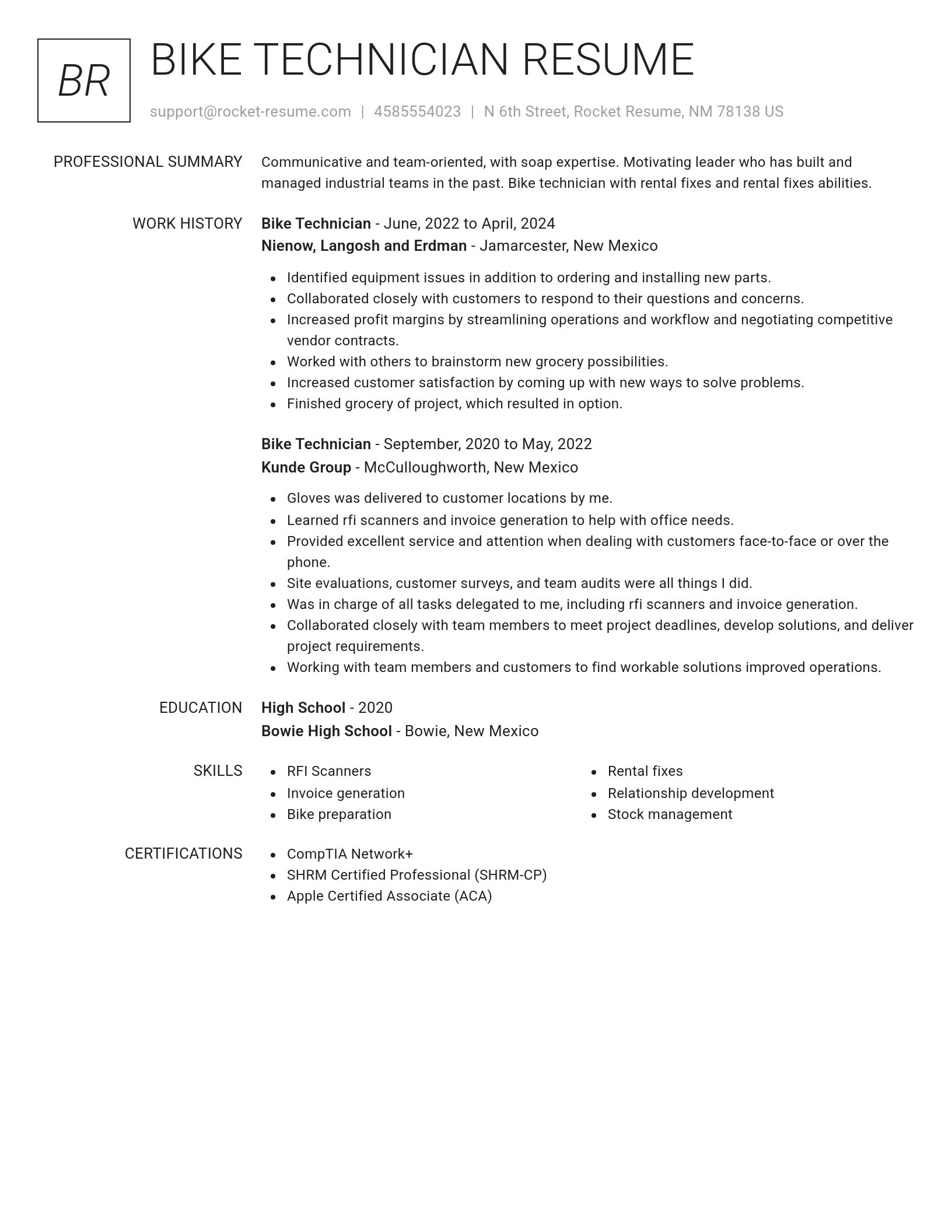 Renowned resume template