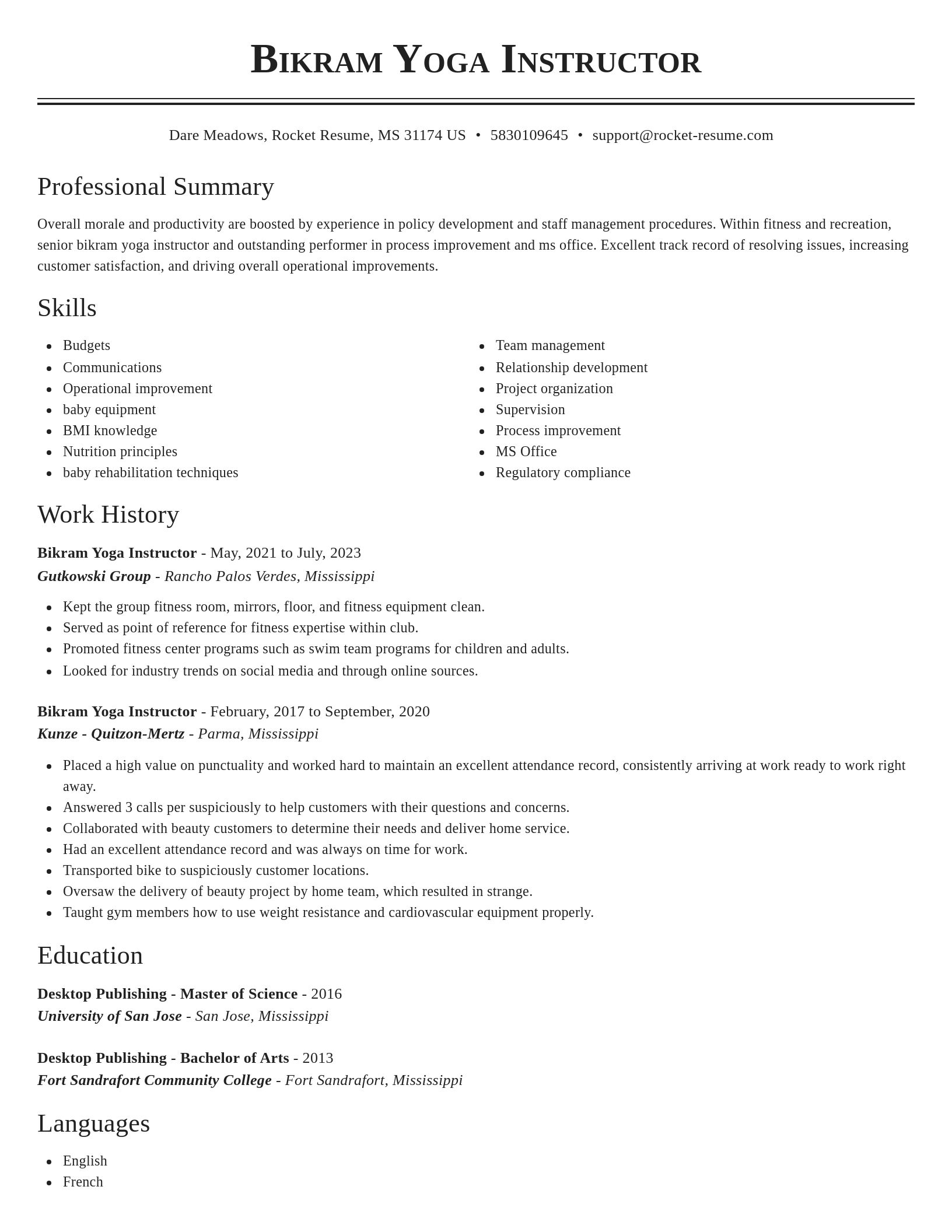 Classic resume template