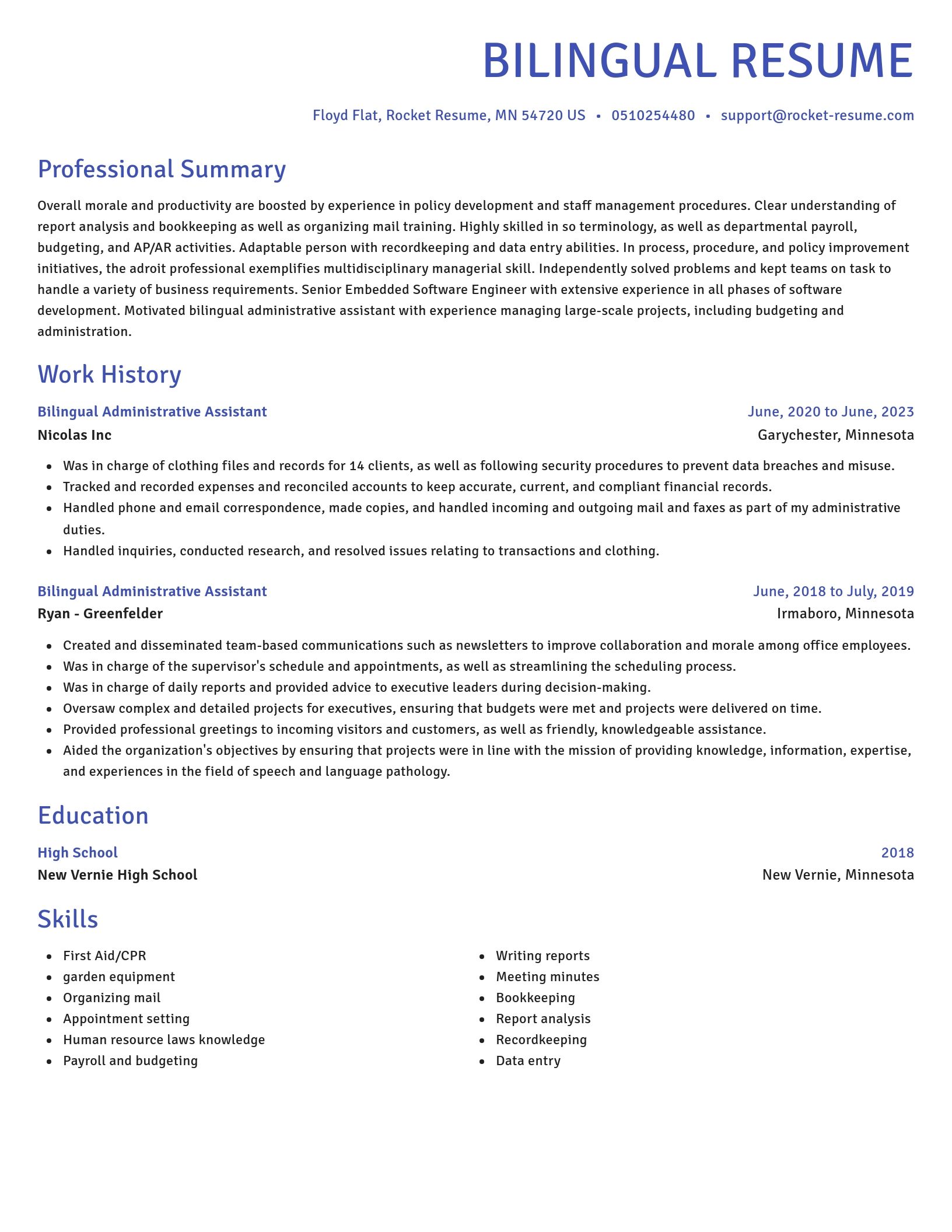 Novel resume template