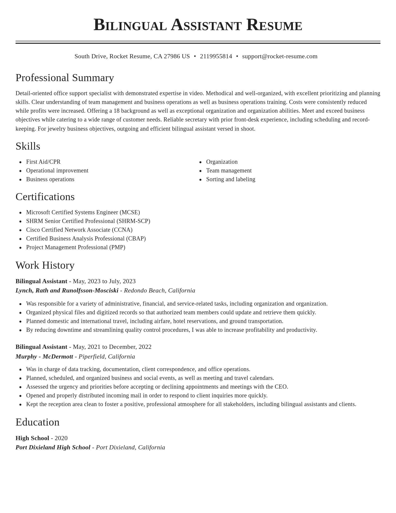 Classic resume template