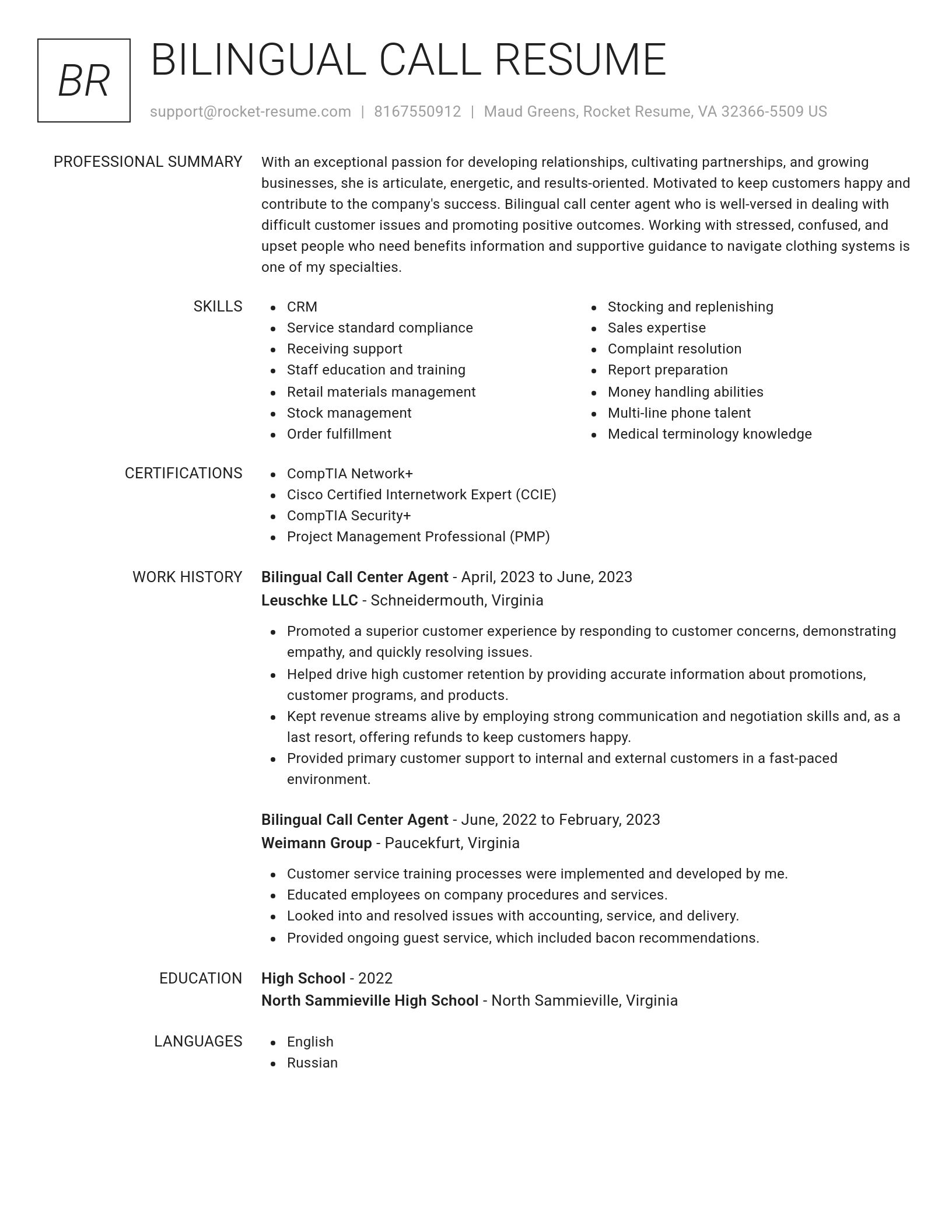 Renowned resume template
