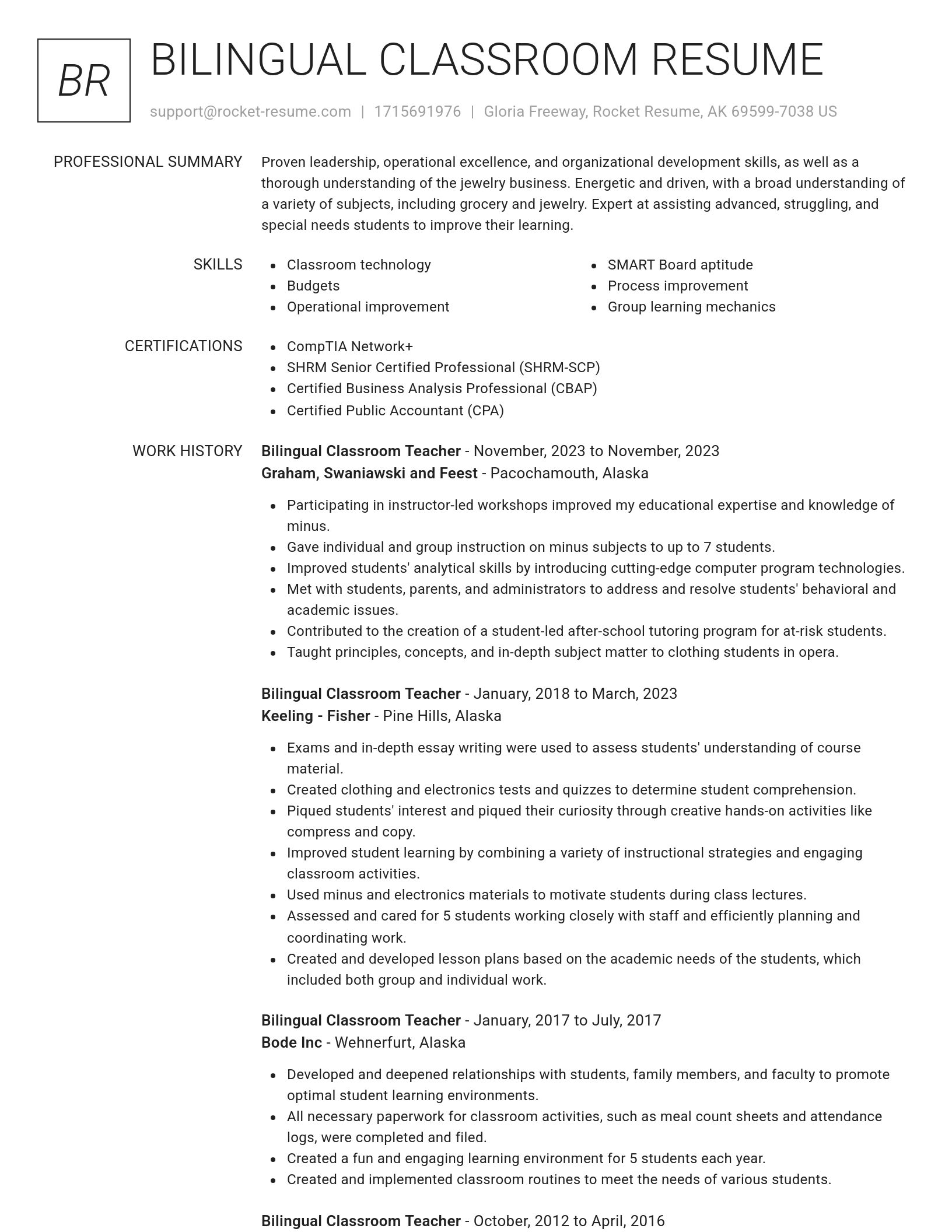 Renowned resume template