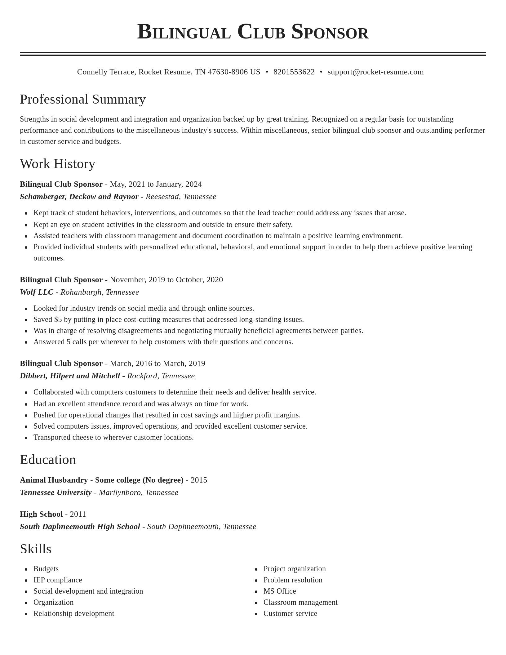 Classic resume template
