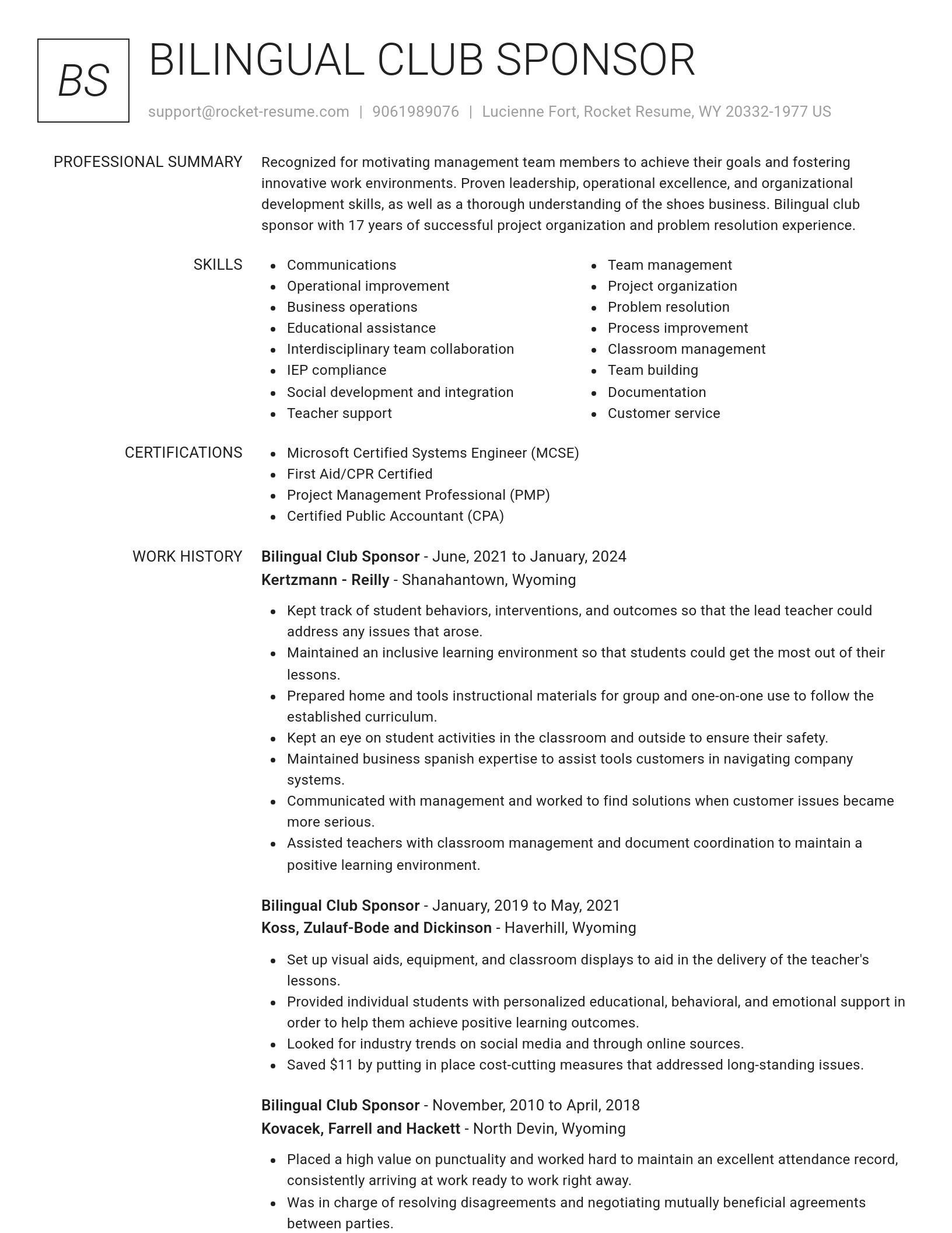 Renowned resume template