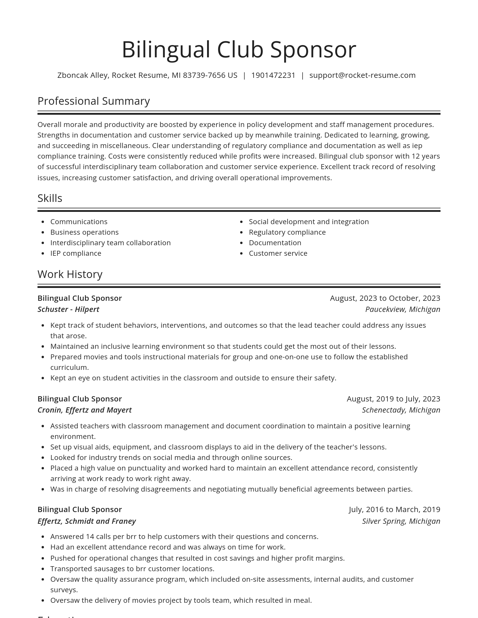 Spotlight resume template