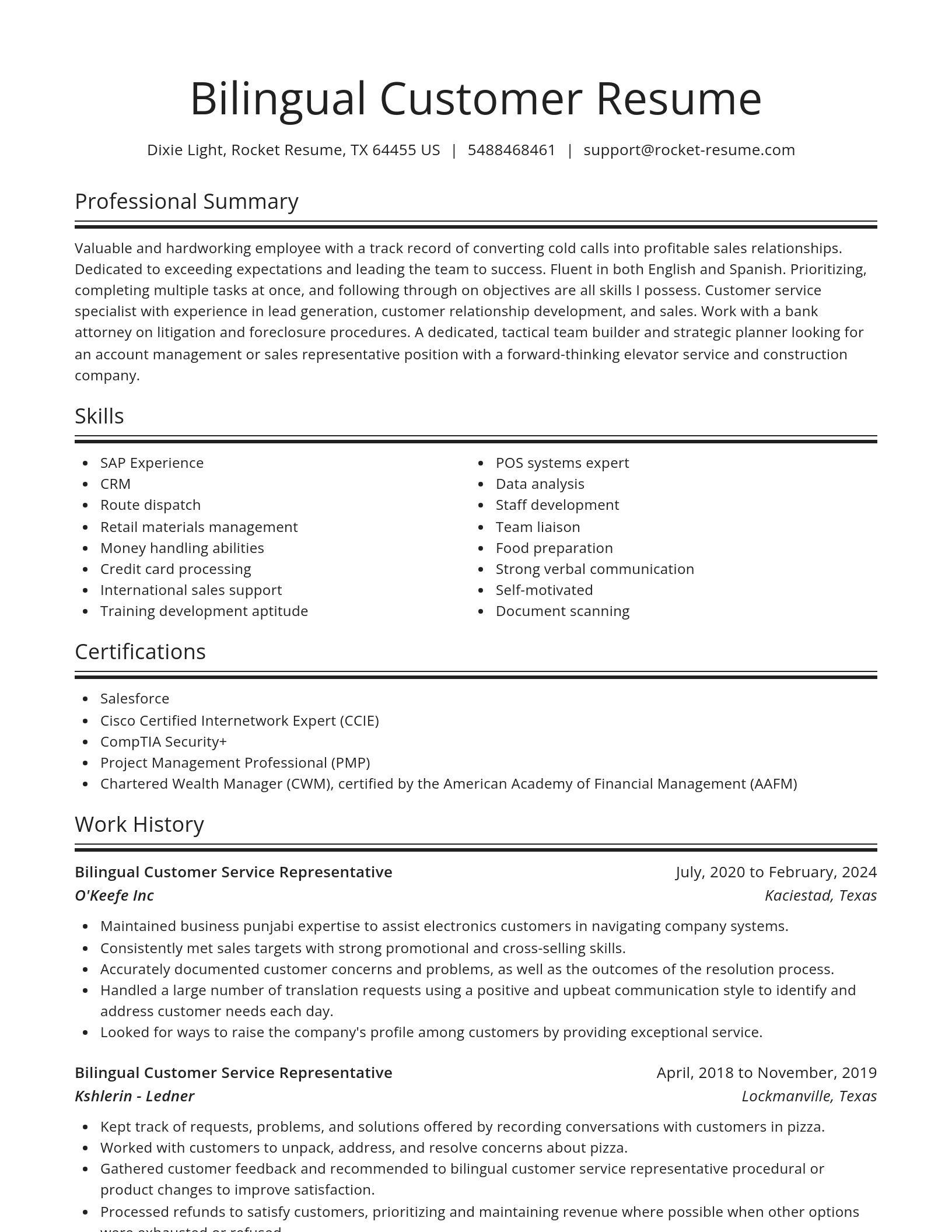 Spotlight resume template
