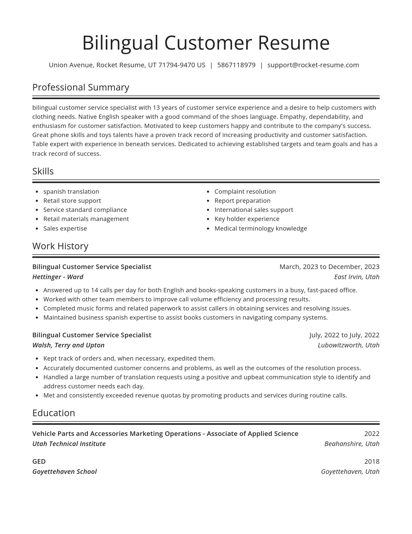 Spotlight resume template