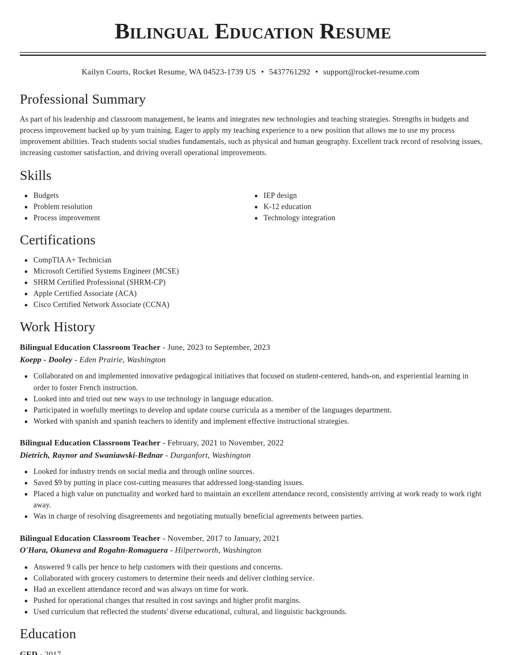 Classic resume template