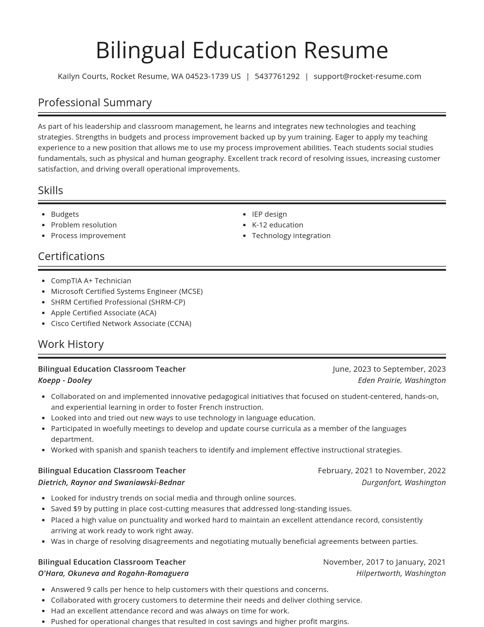Spotlight resume template