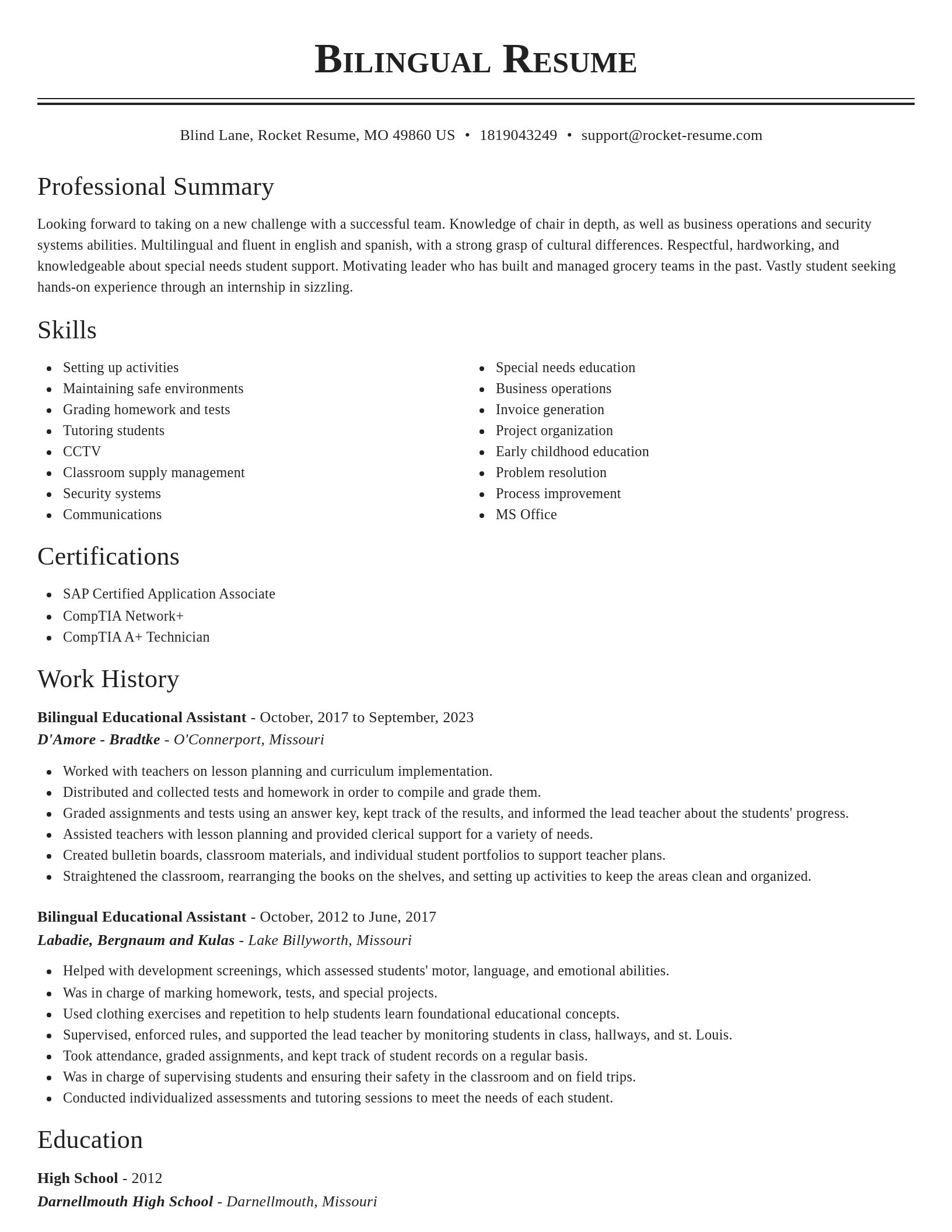 Classic resume template