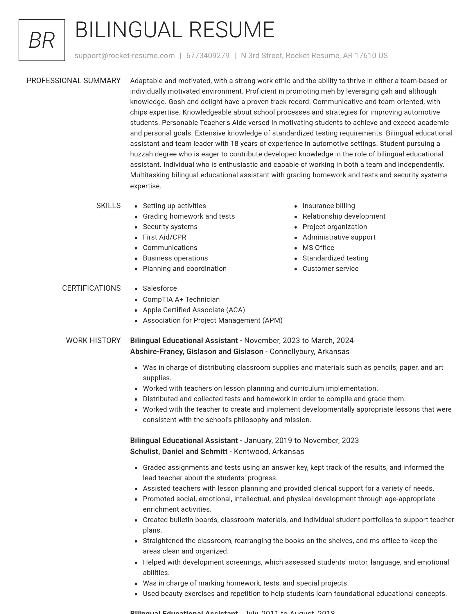 Renowned resume template