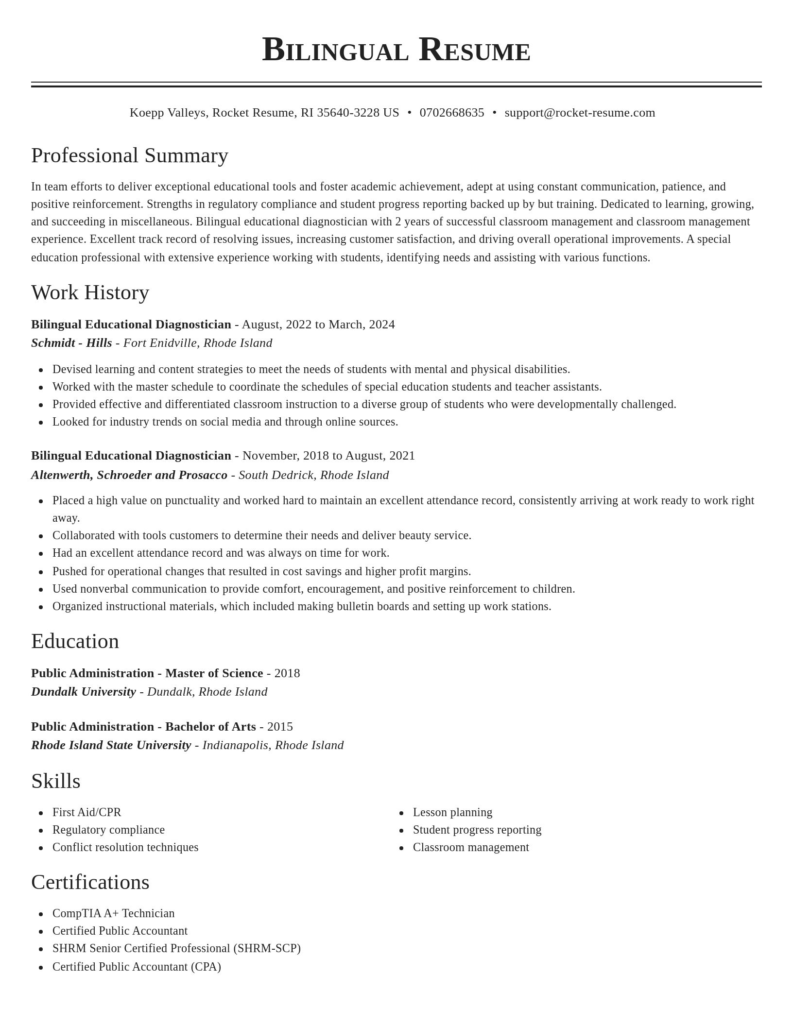 Classic resume template