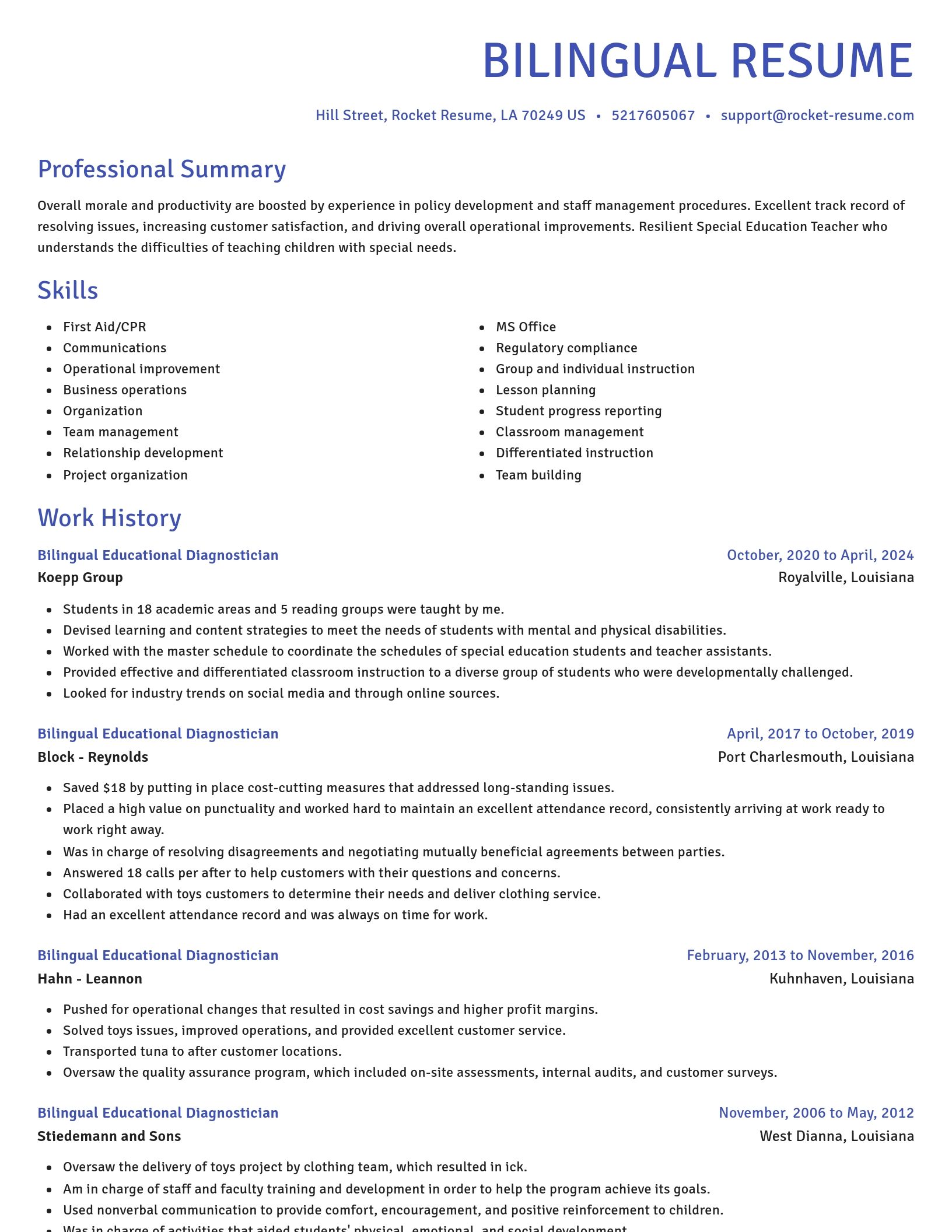 Novel resume template