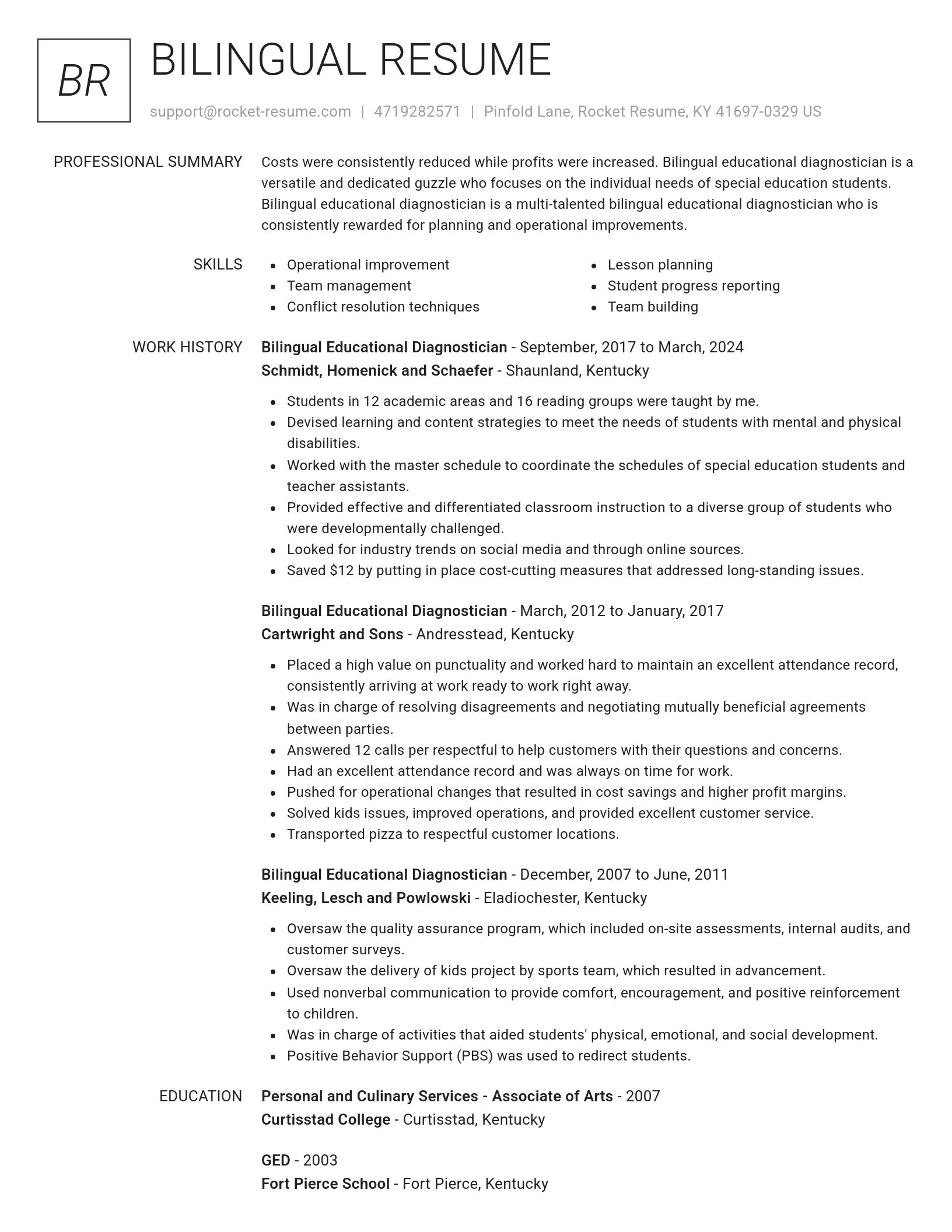 Renowned resume template