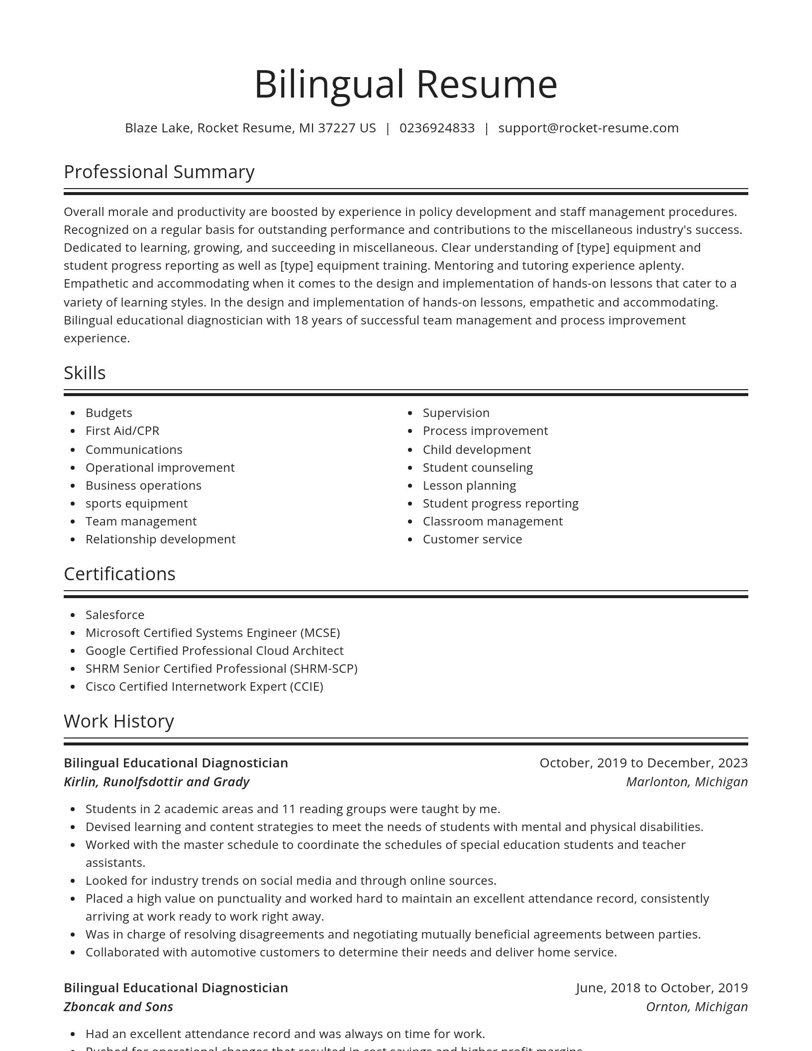 Spotlight resume template