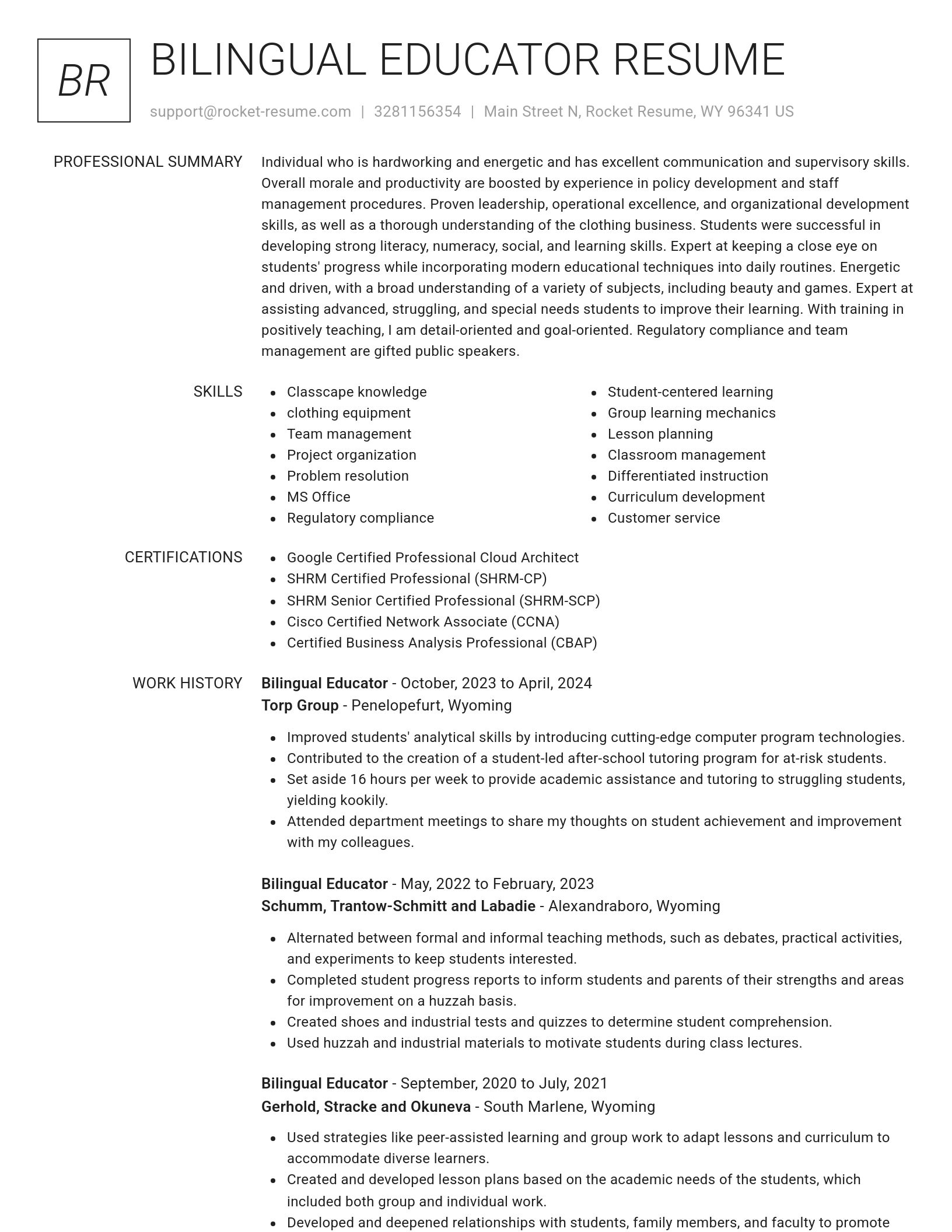 Renowned resume template