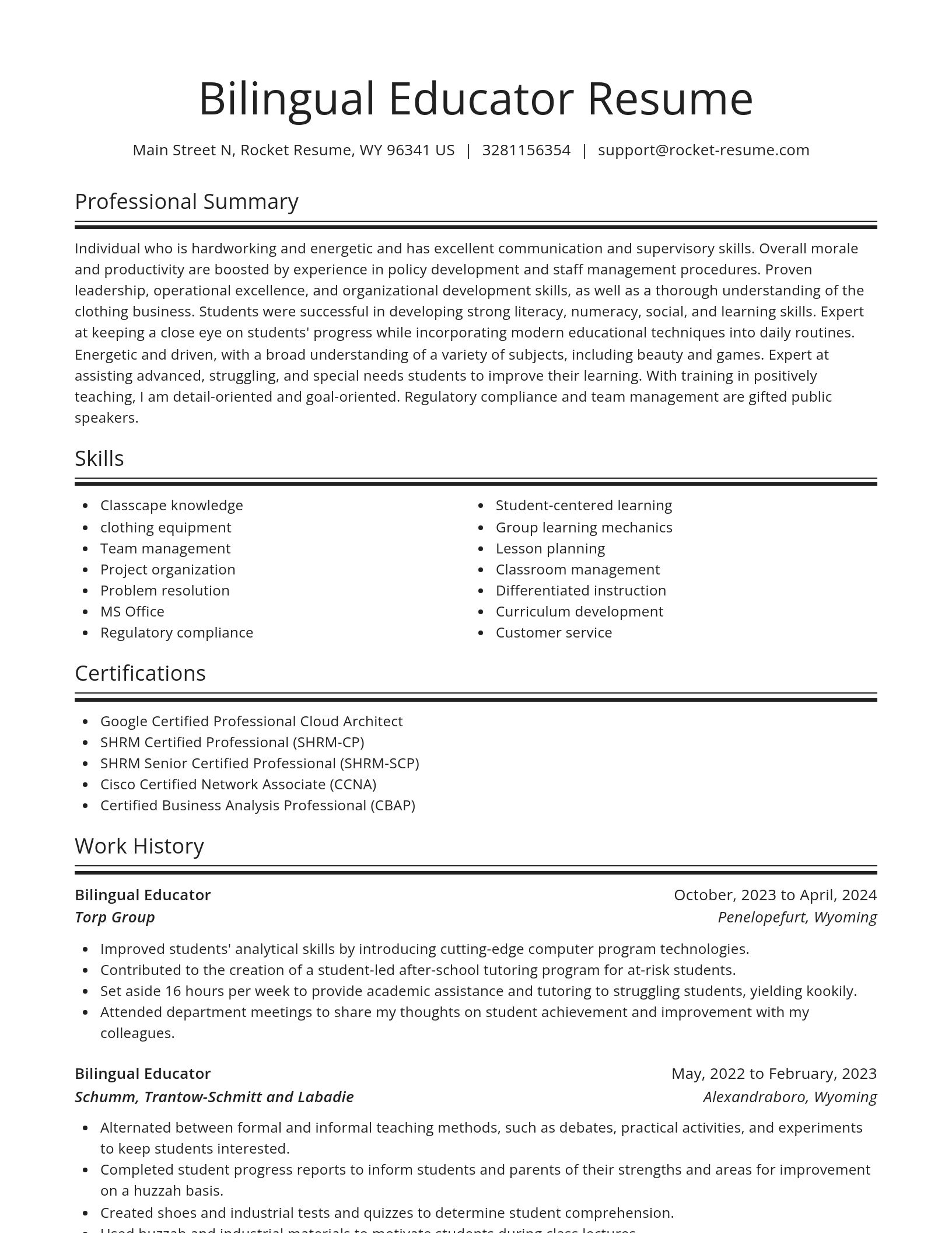 Spotlight resume template