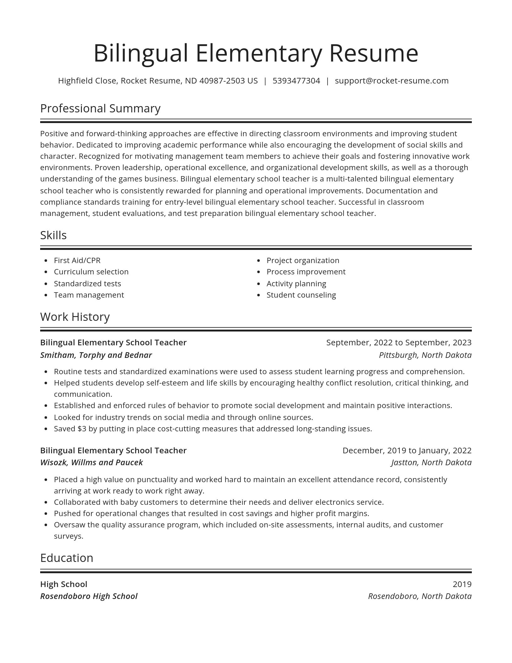 Spotlight resume template