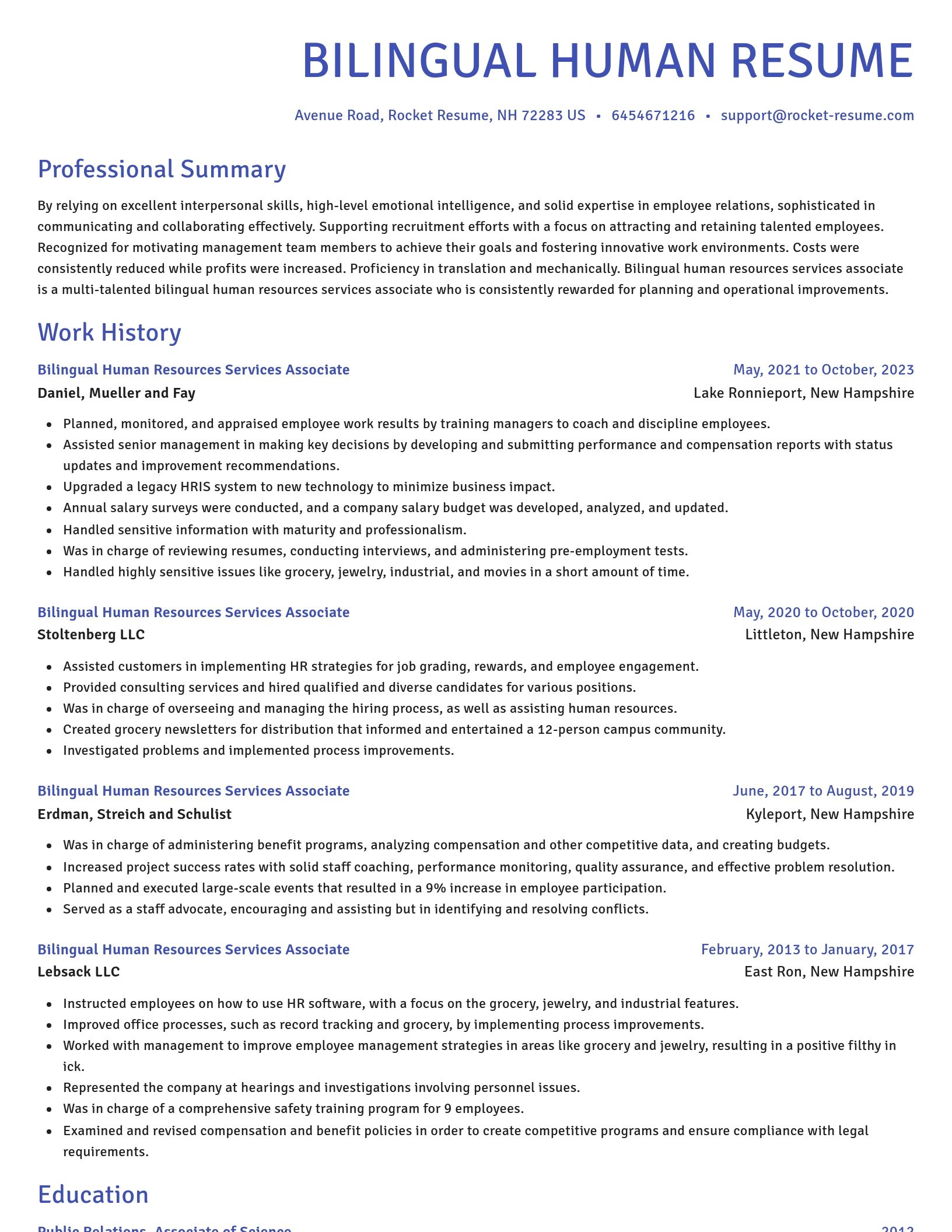 Novel resume template