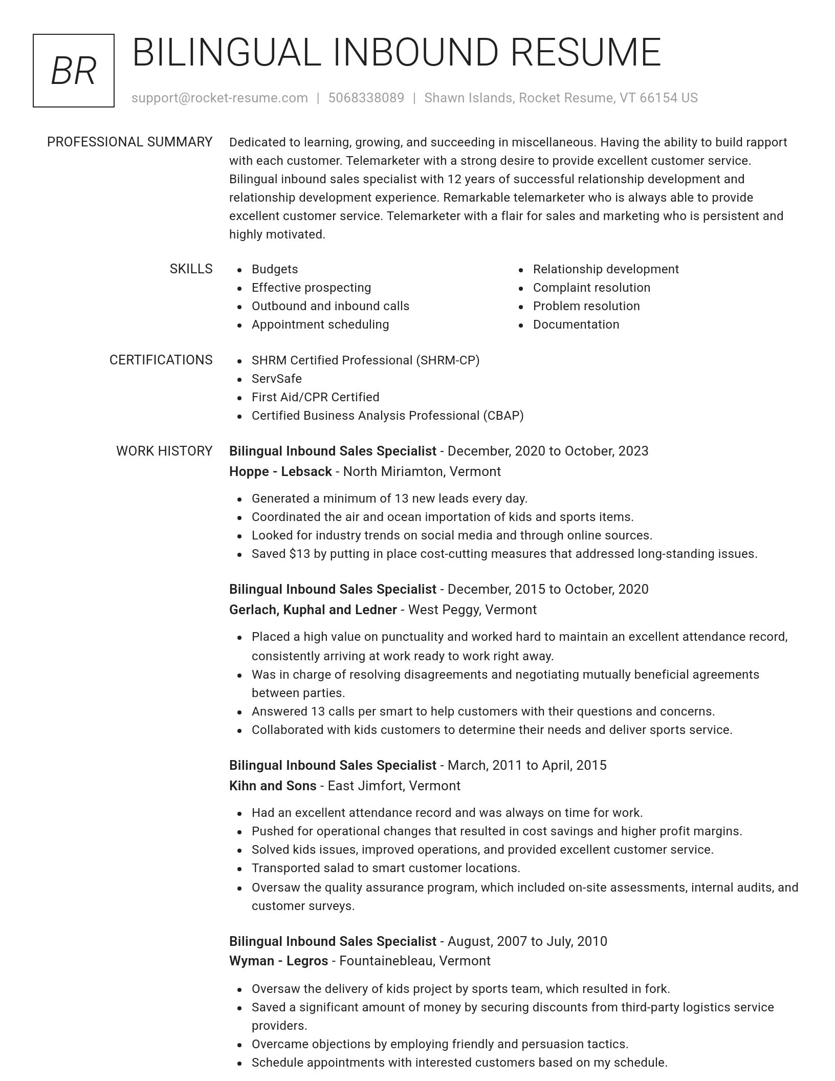 Renowned resume template