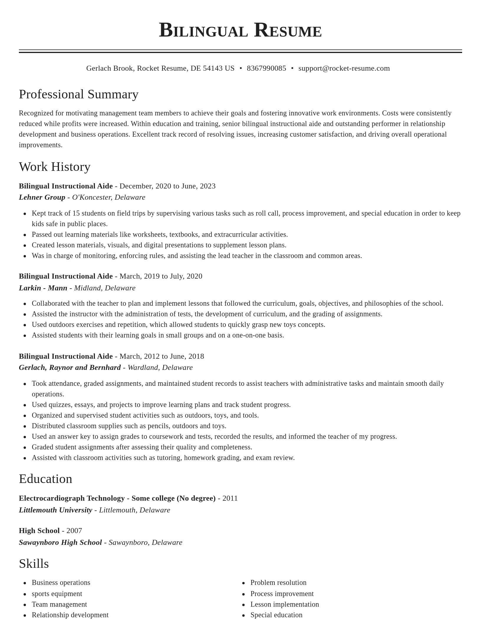 Classic resume template