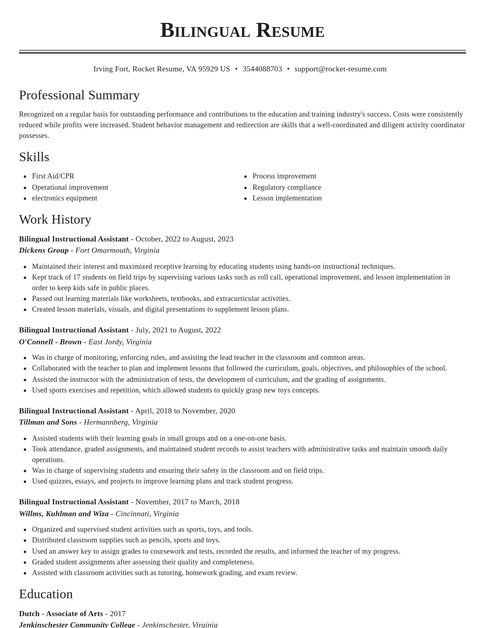 Classic resume template