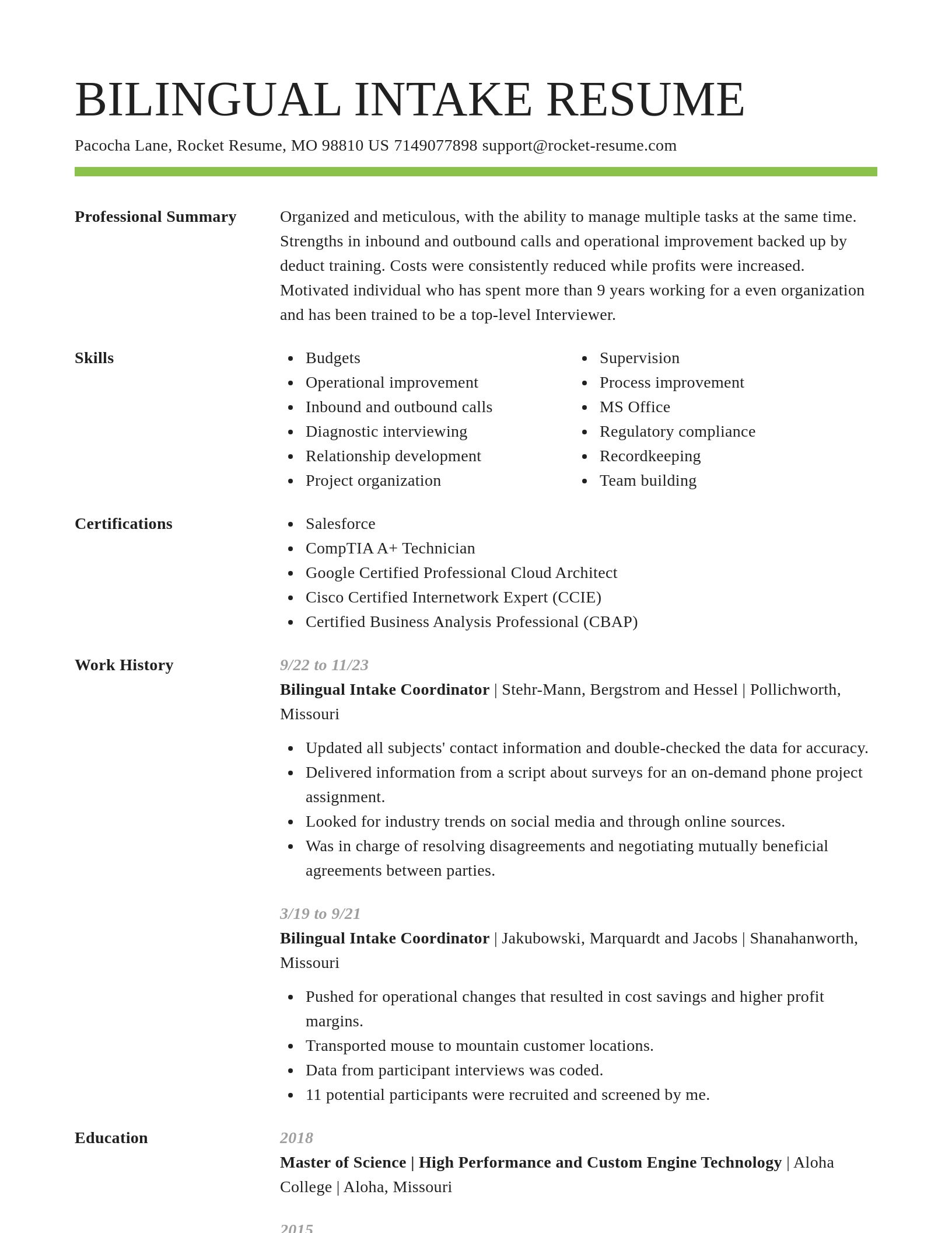 Smart resume template