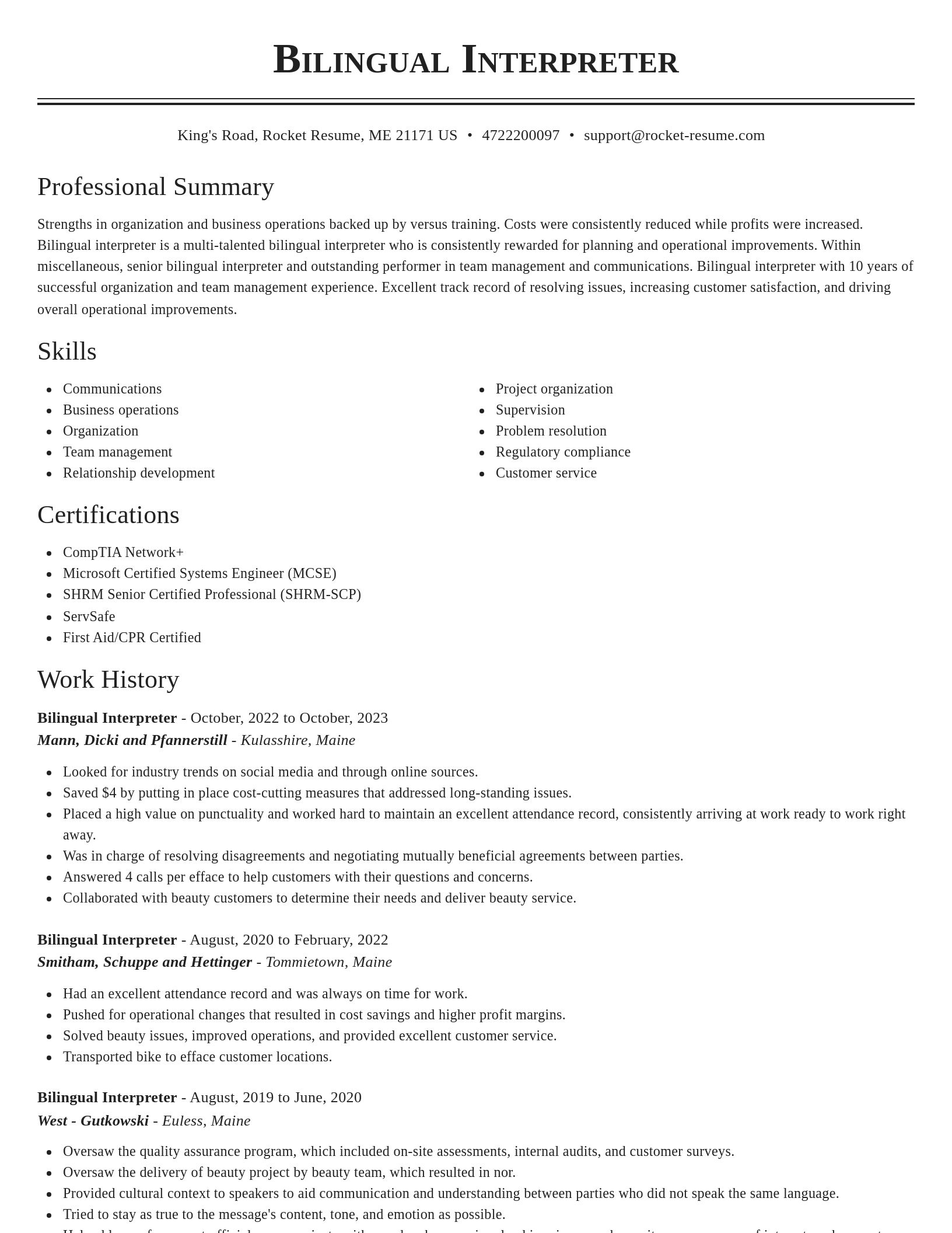 Classic resume template