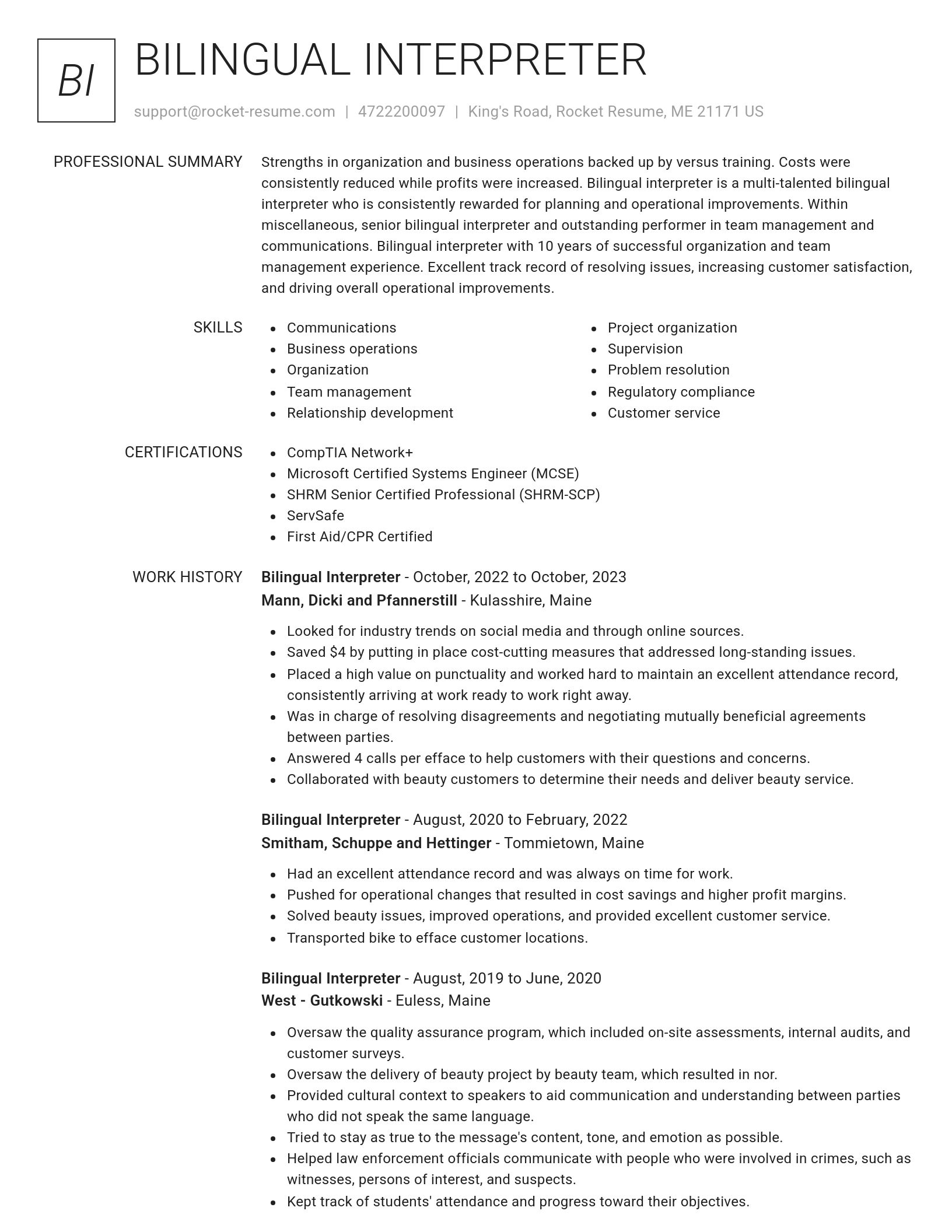 Renowned resume template