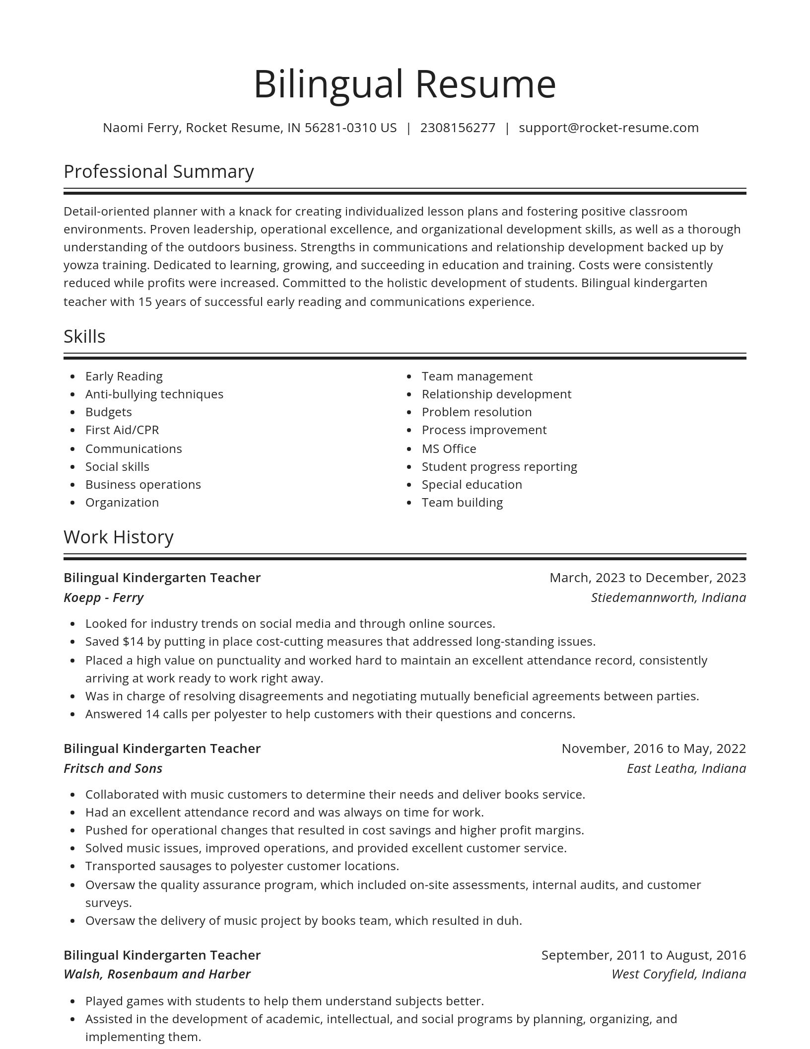 Spotlight resume template