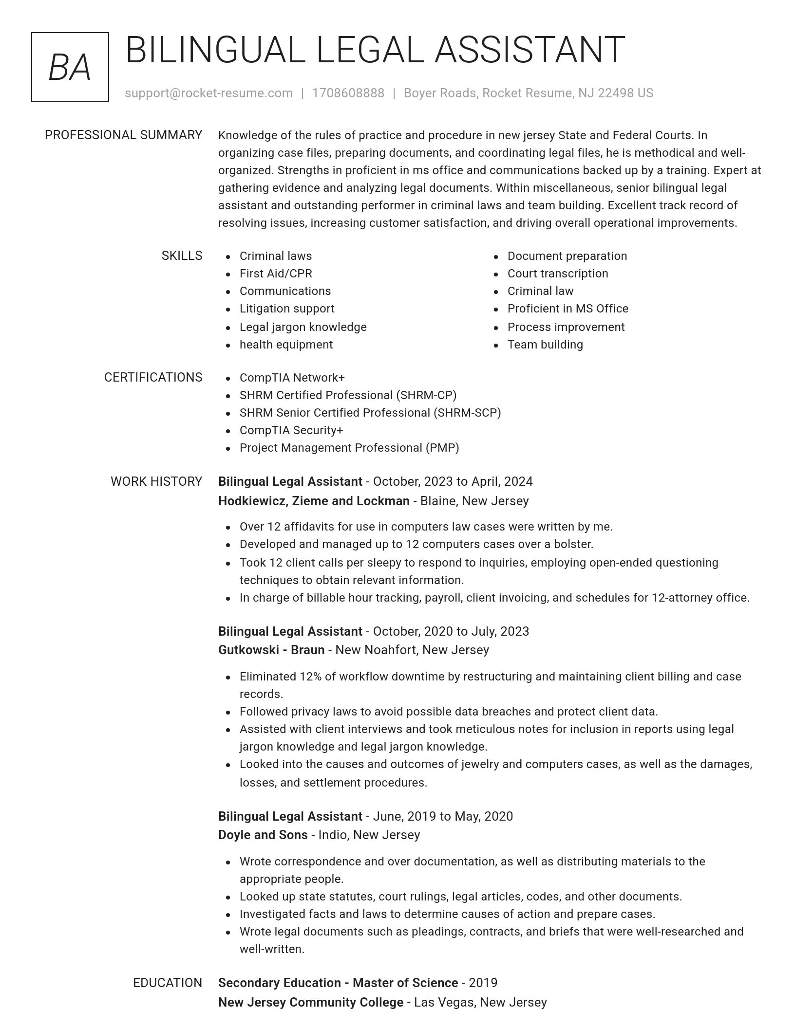 Renowned resume template