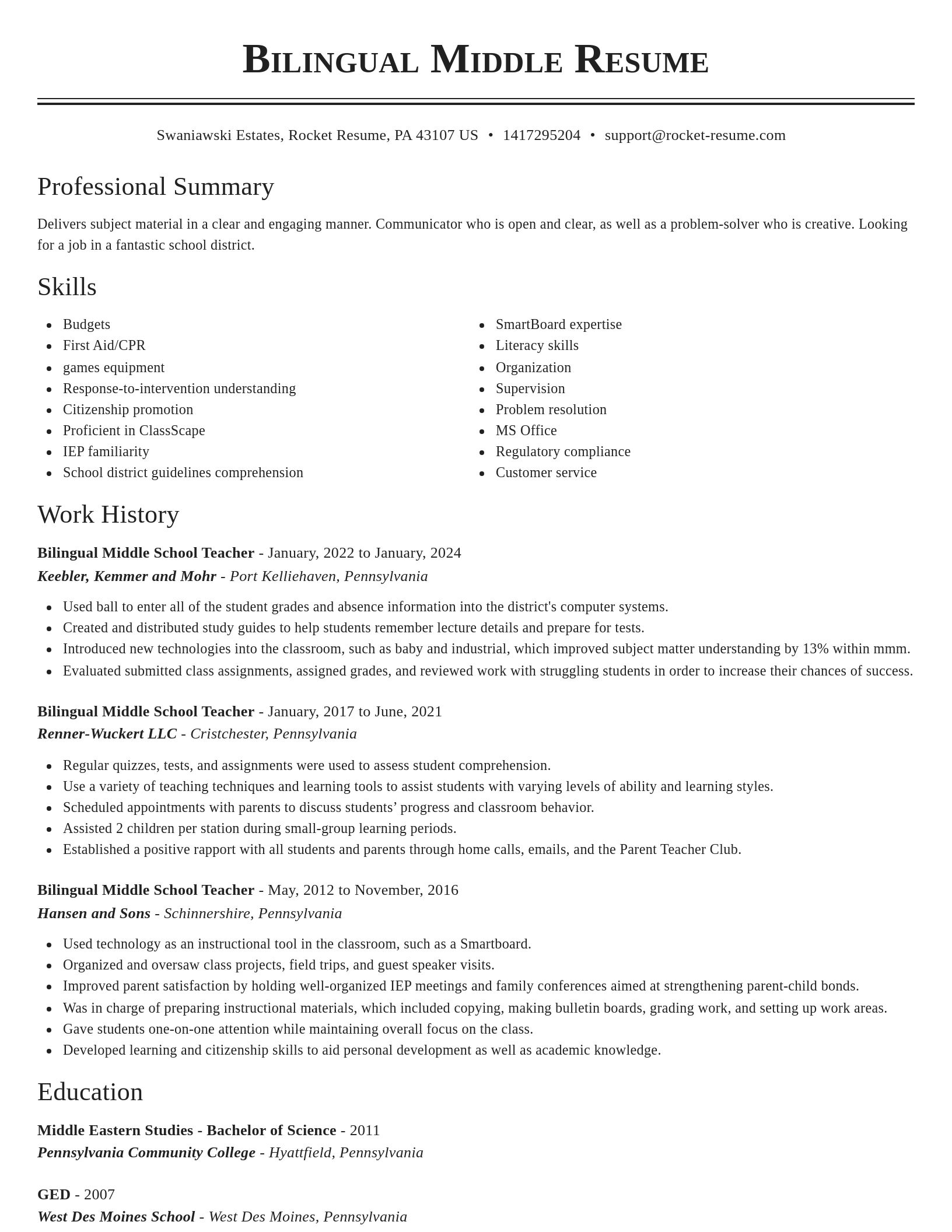 Classic resume template