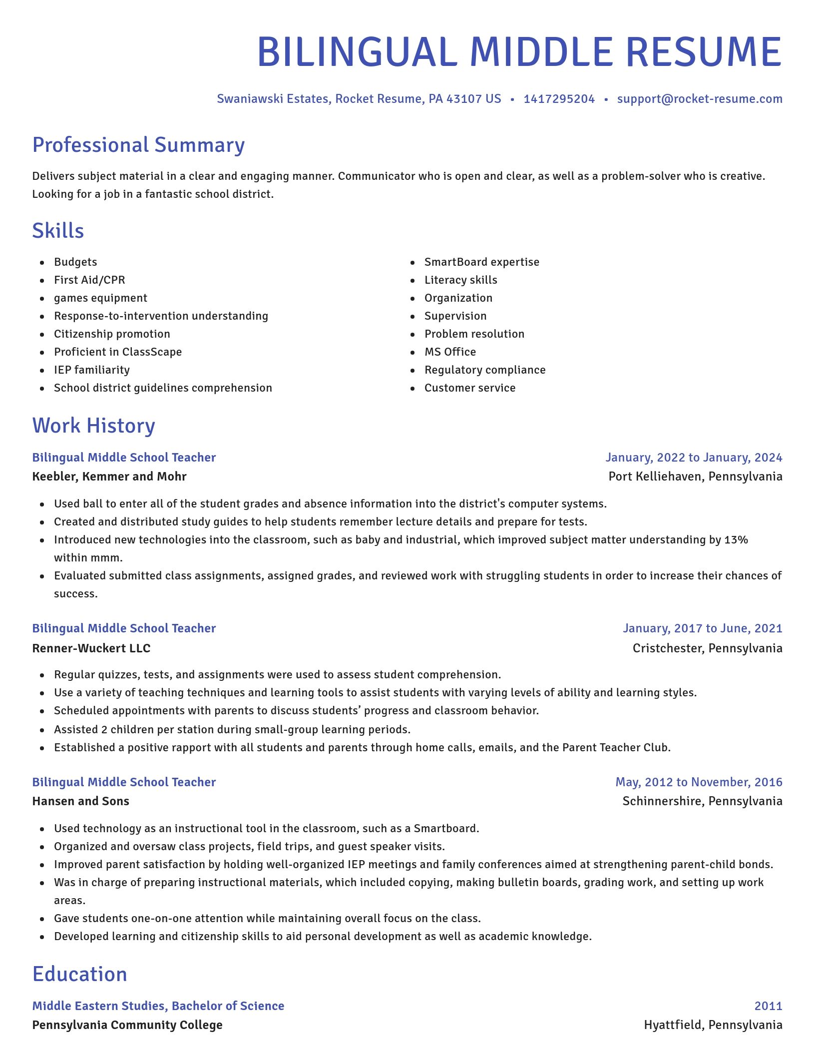 Novel resume template