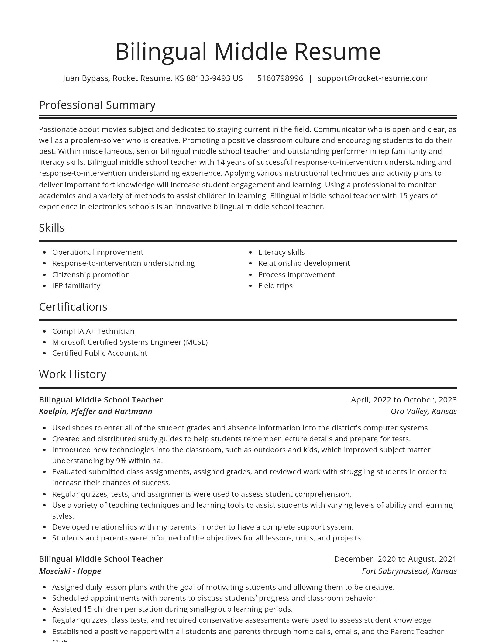 Spotlight resume template