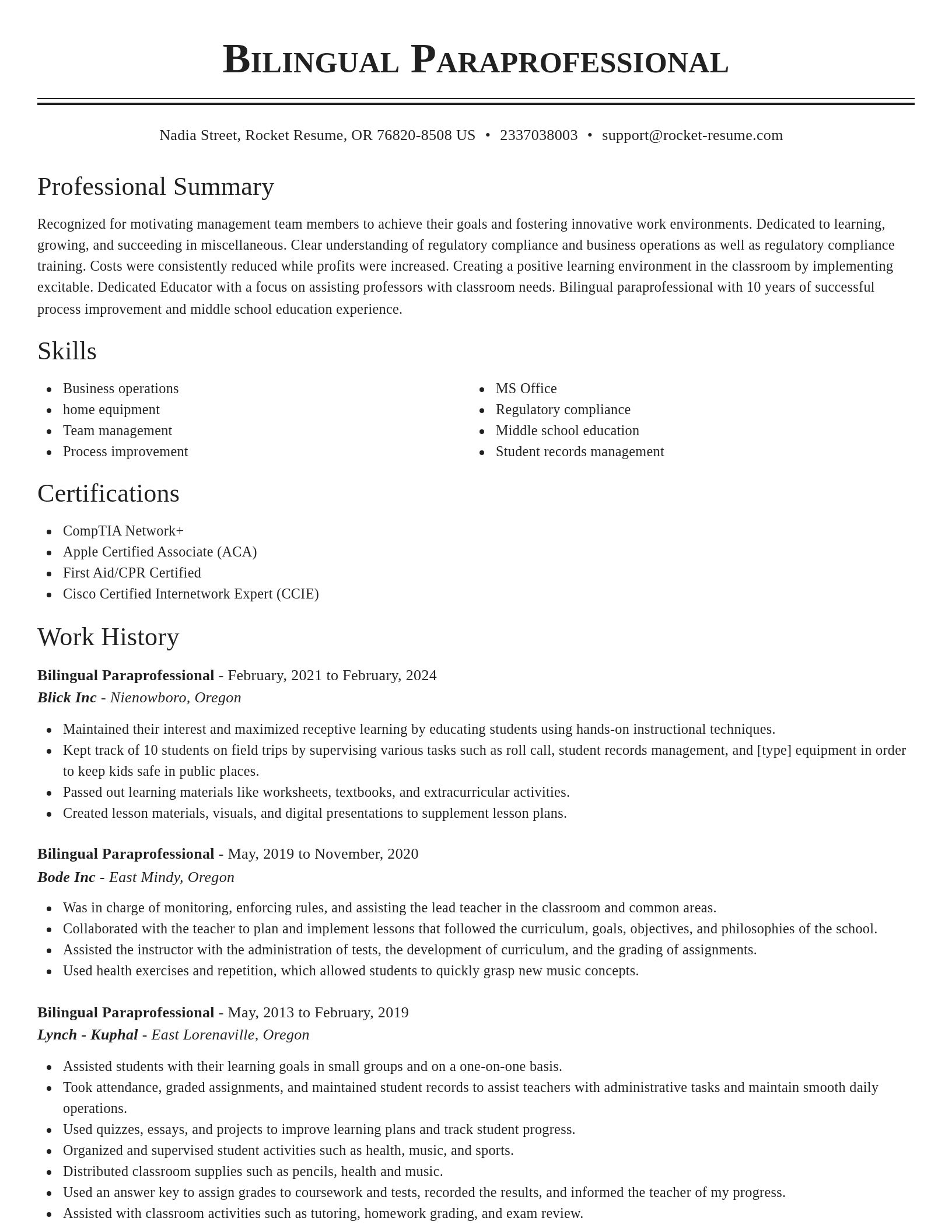 Classic resume template