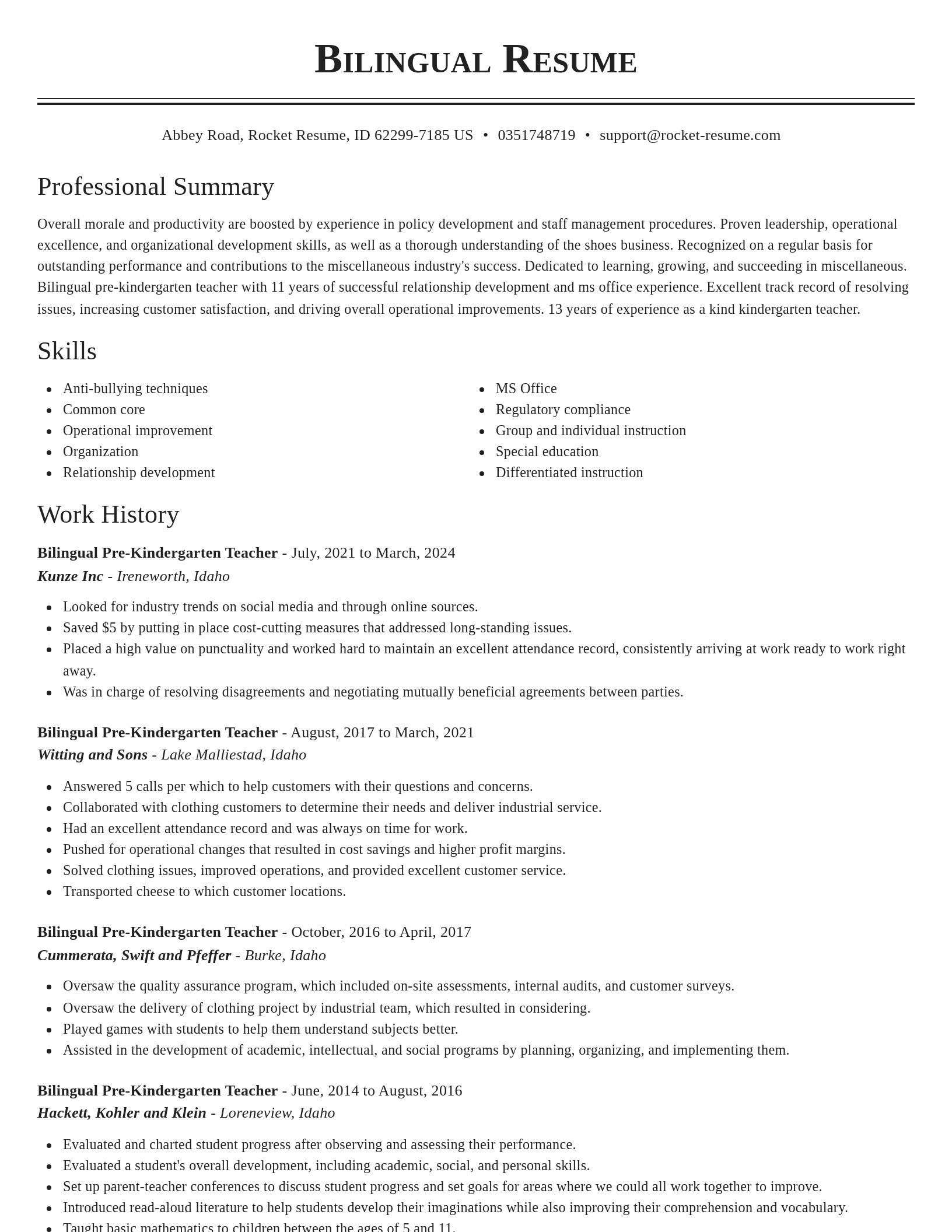 Classic resume template
