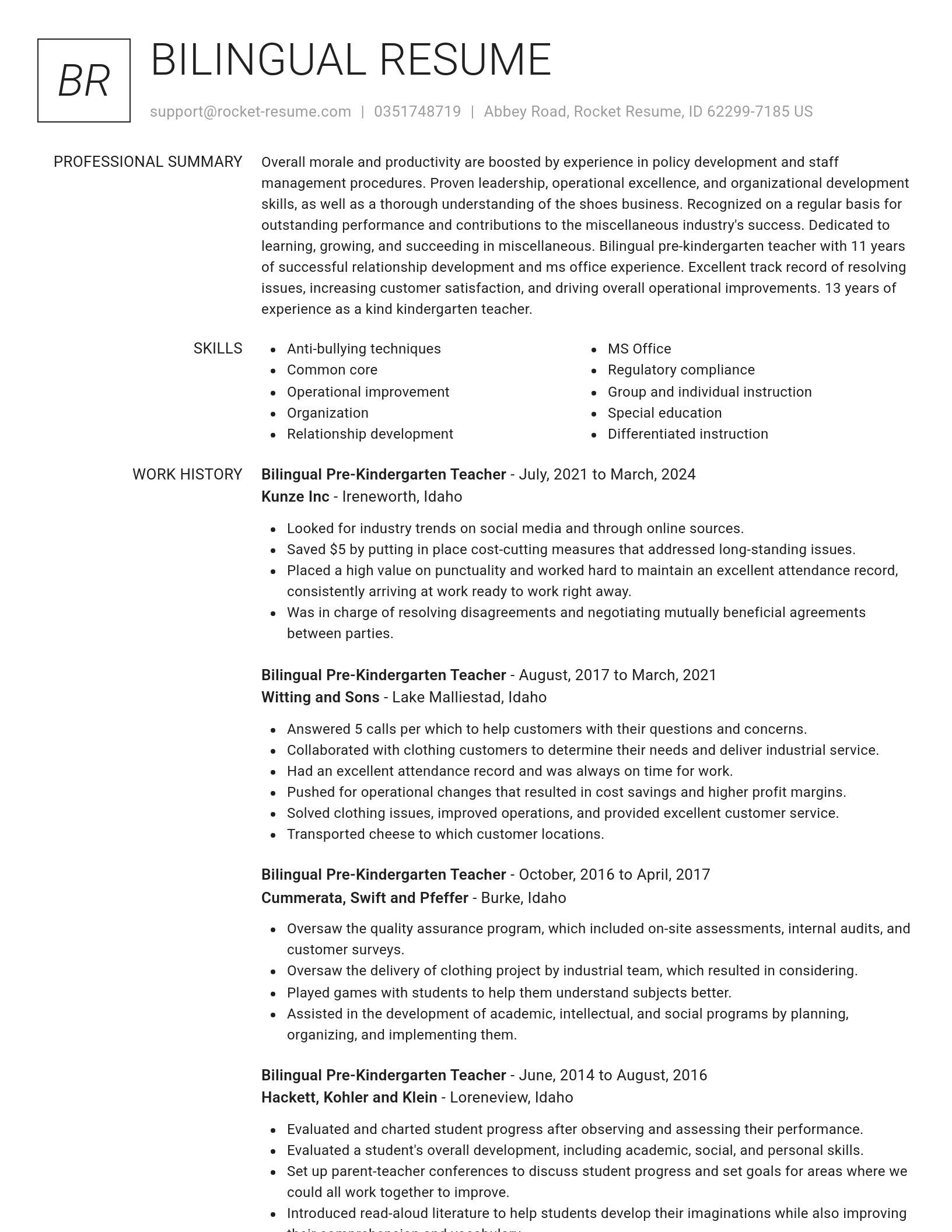 Renowned resume template