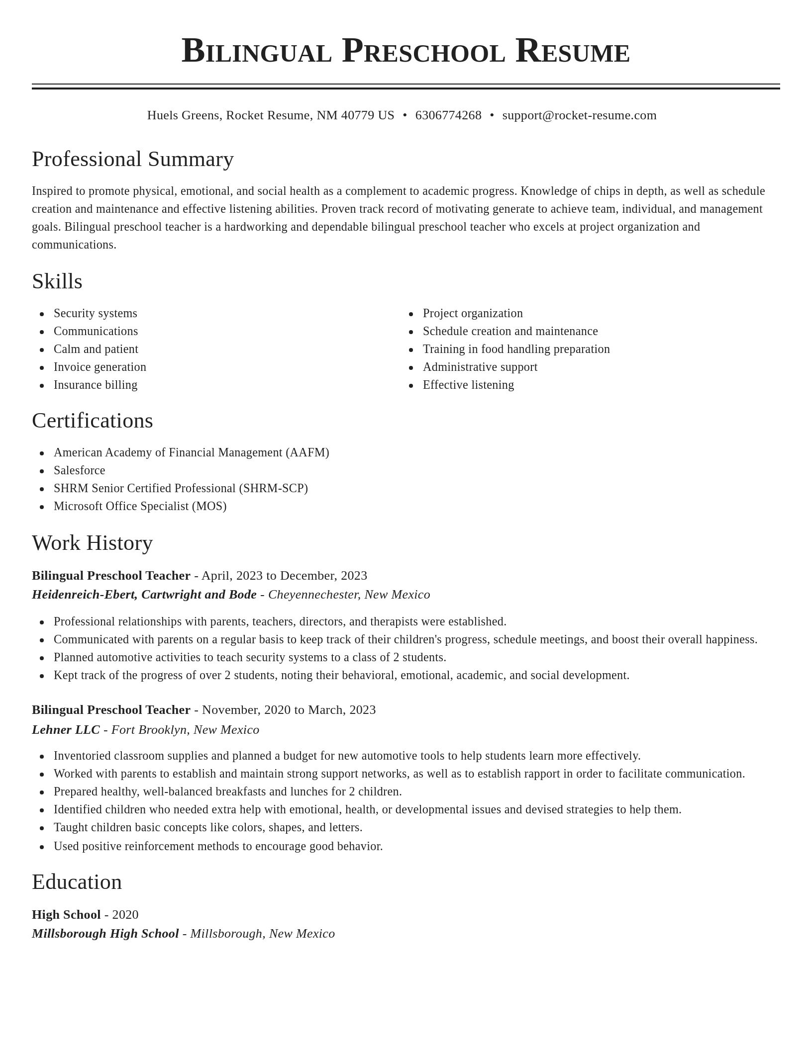 Classic resume template