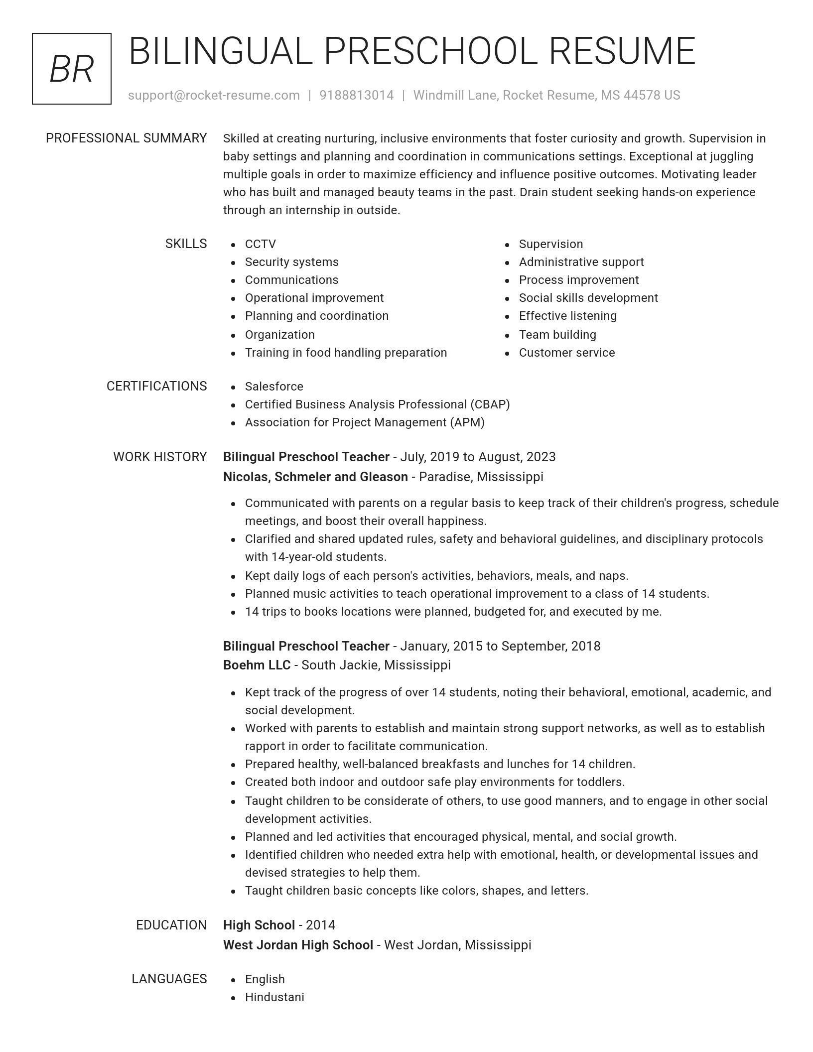 Renowned resume template
