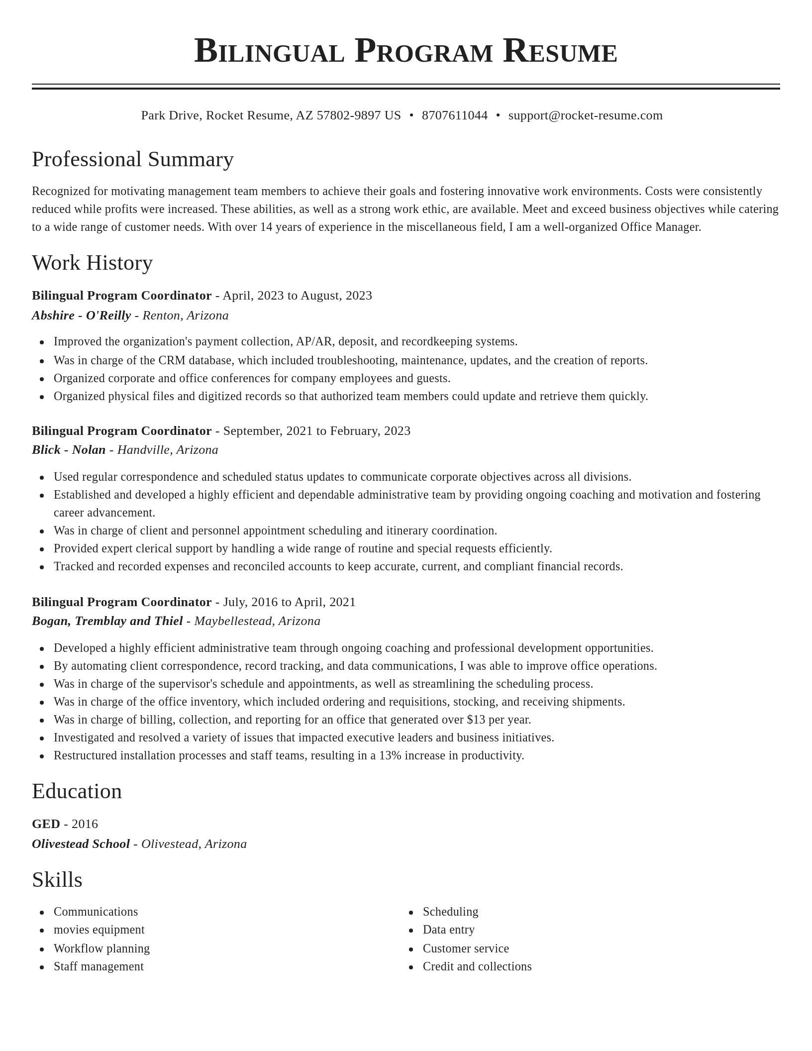 Classic resume template