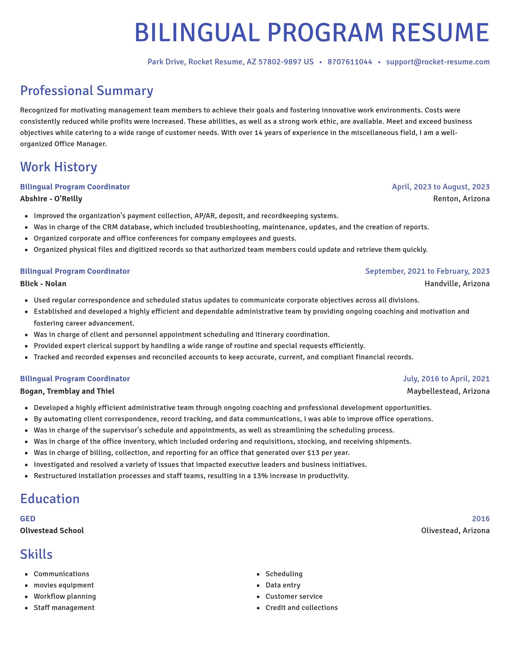 Novel resume template