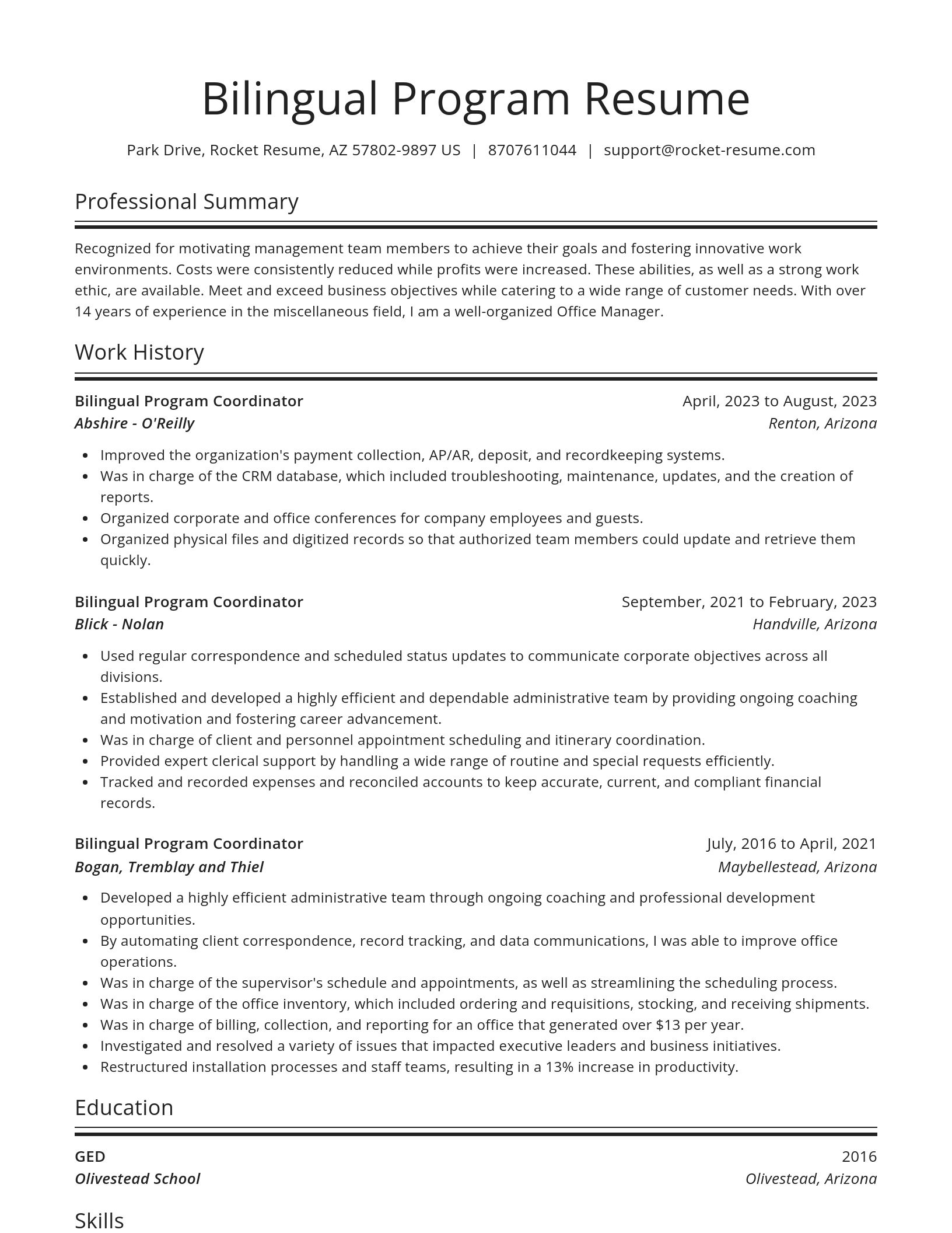 Spotlight resume template