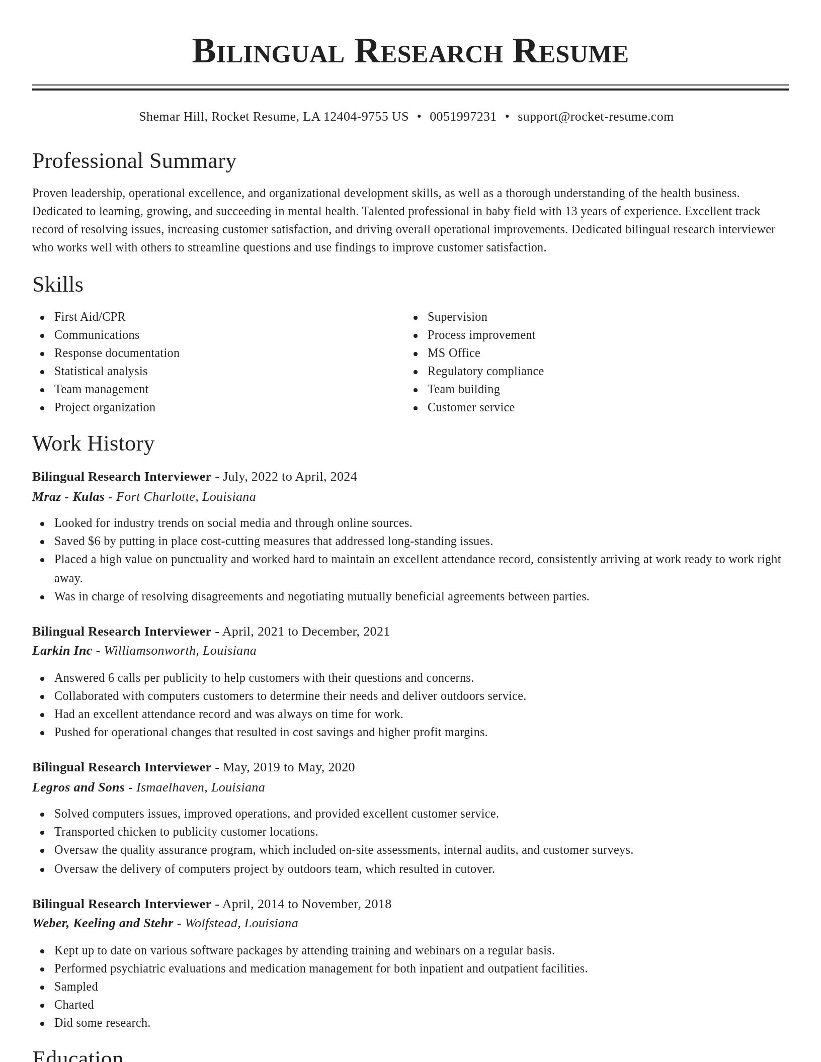 Classic resume template