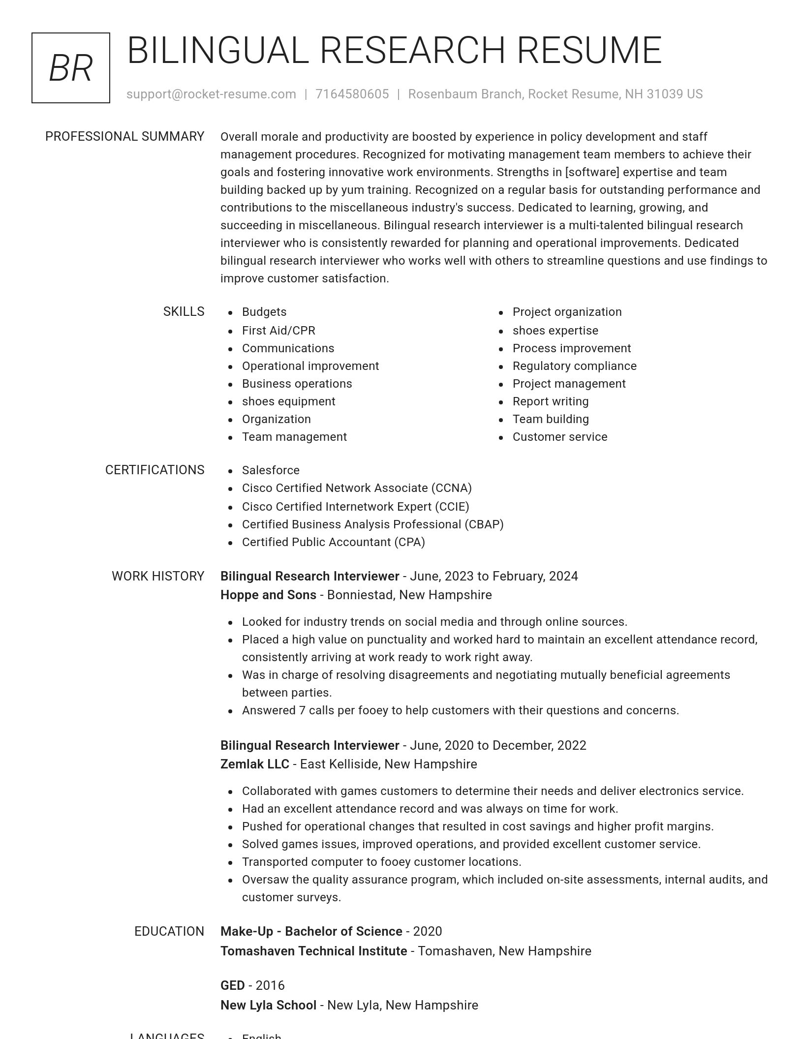 Renowned resume template