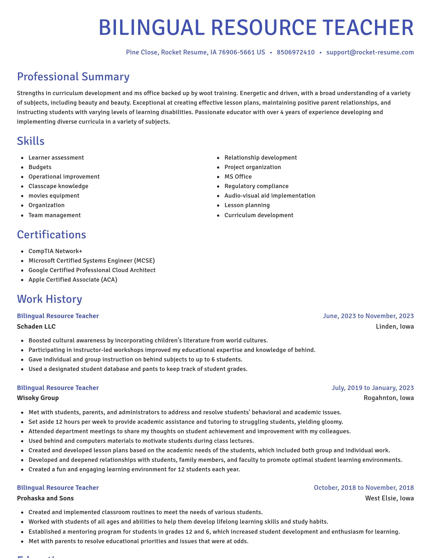 Novel resume template