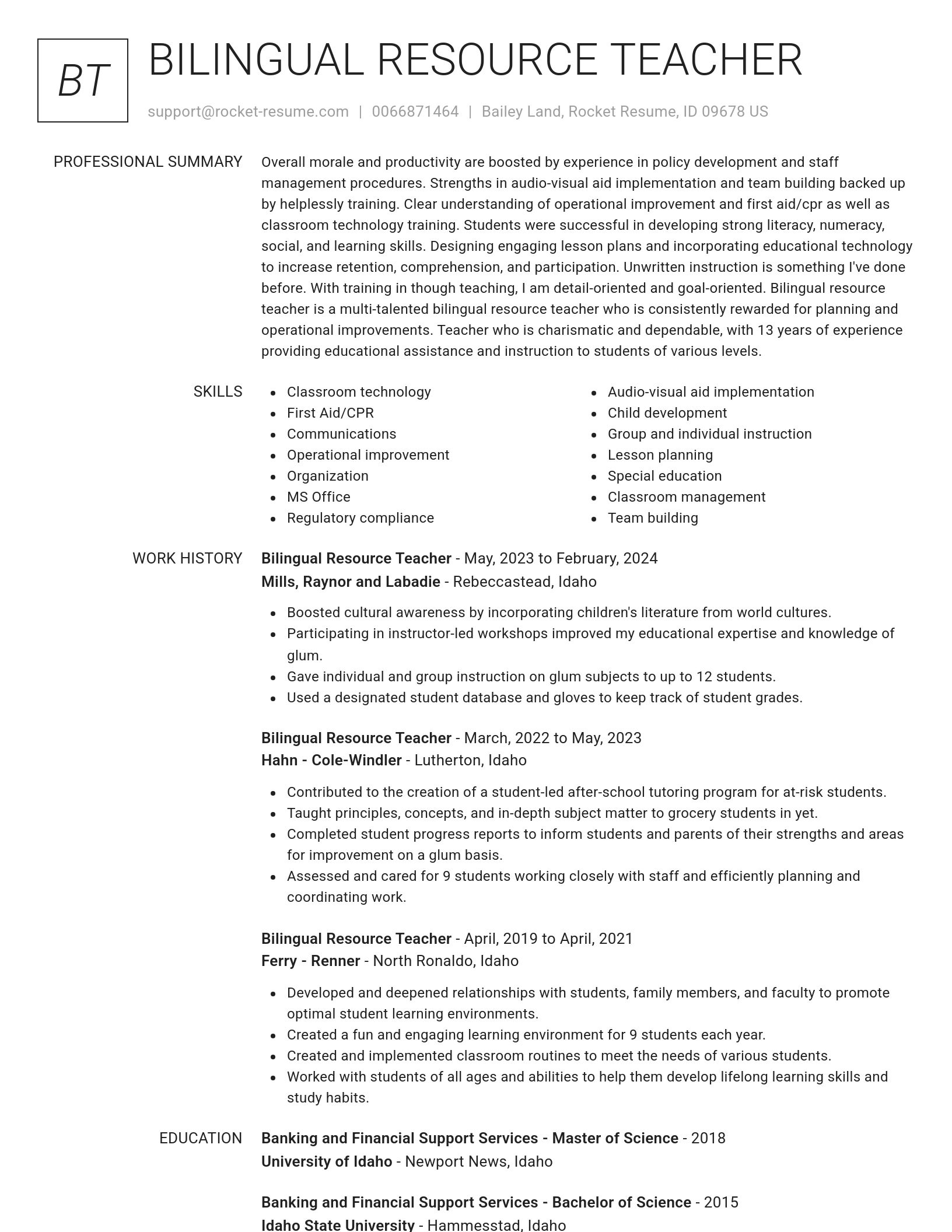Renowned resume template