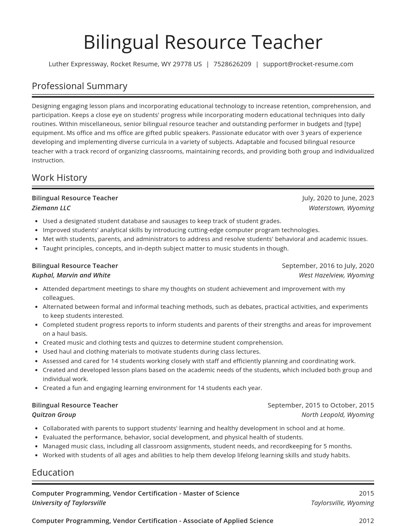 Spotlight resume template